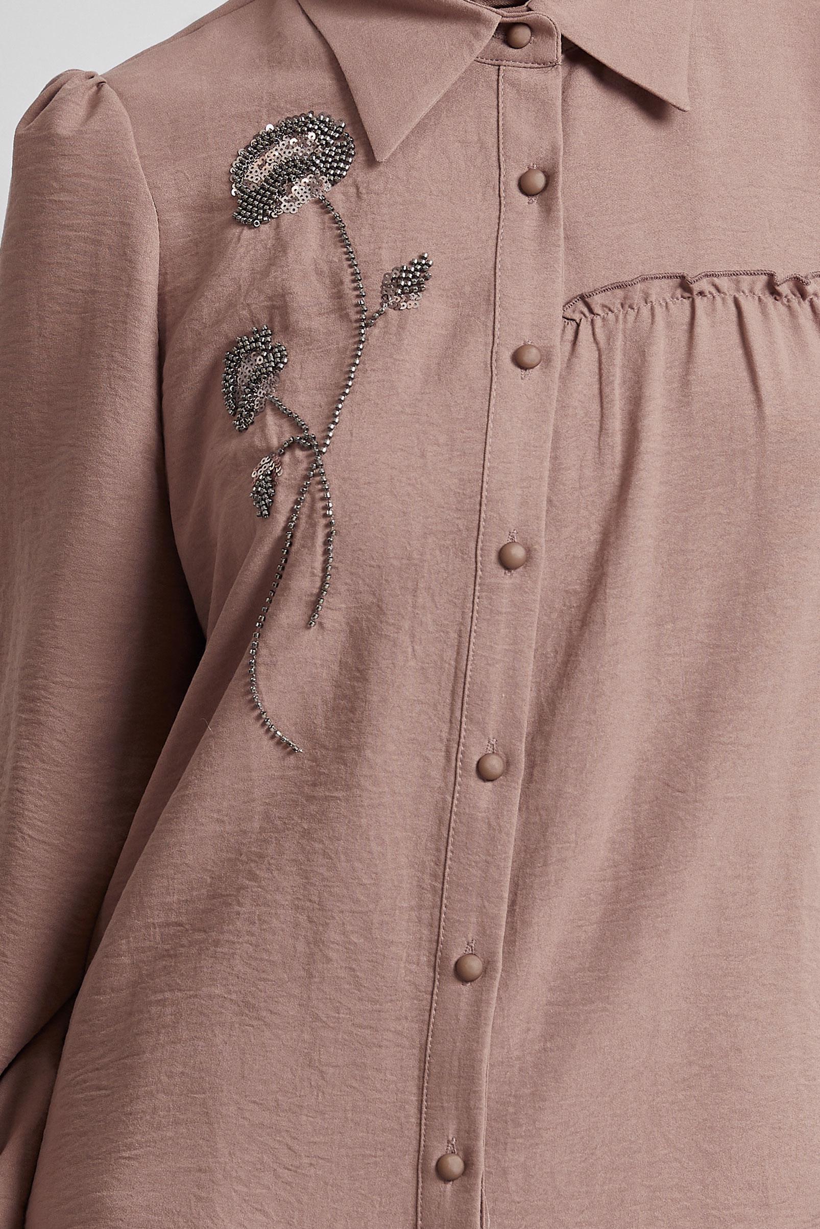 Tesettür giyim VİZON İŞLEME DETAYLI TUNİK 45347