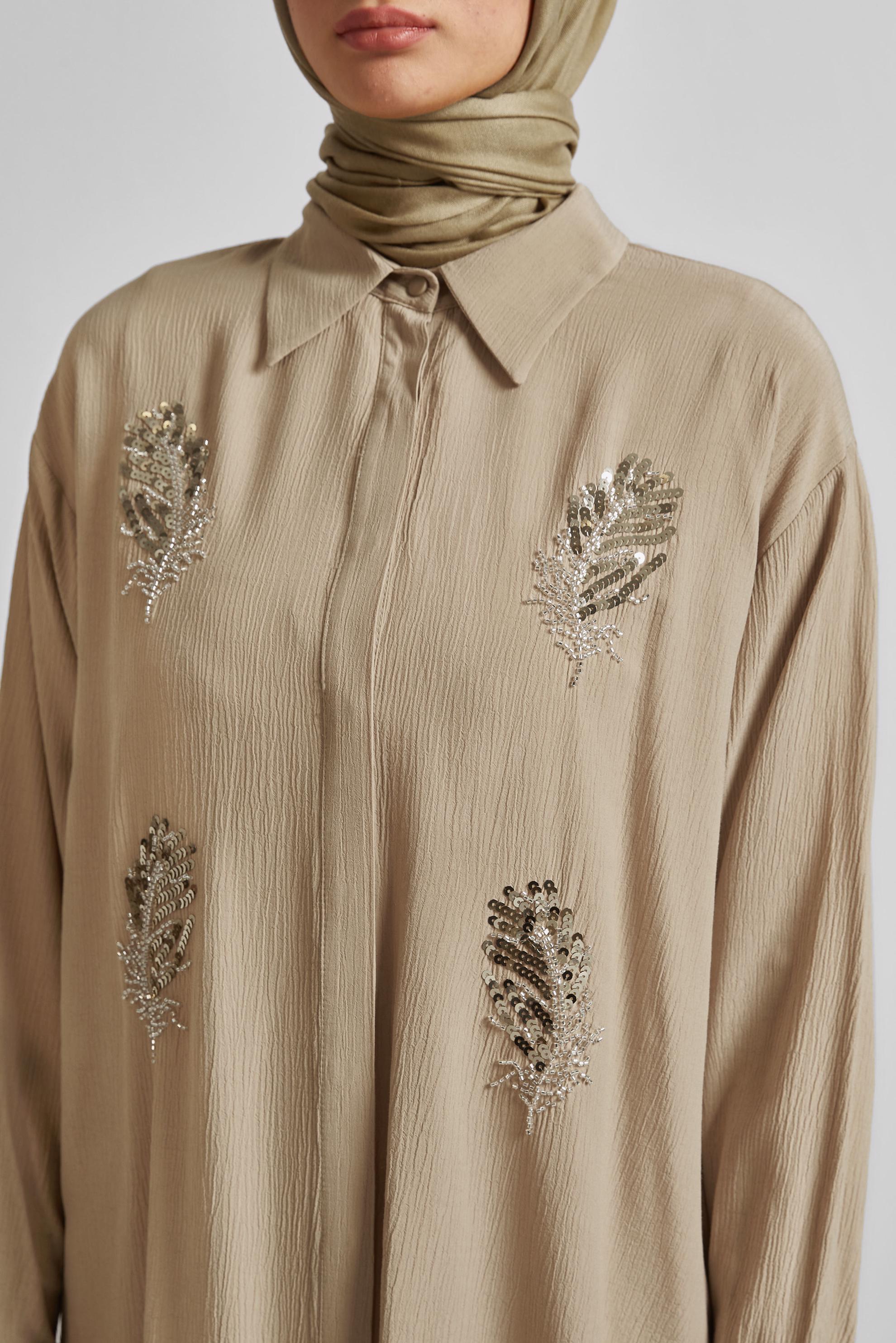 Tesettür giyim KAHVE PUL DETAYLI TUNİK 45350