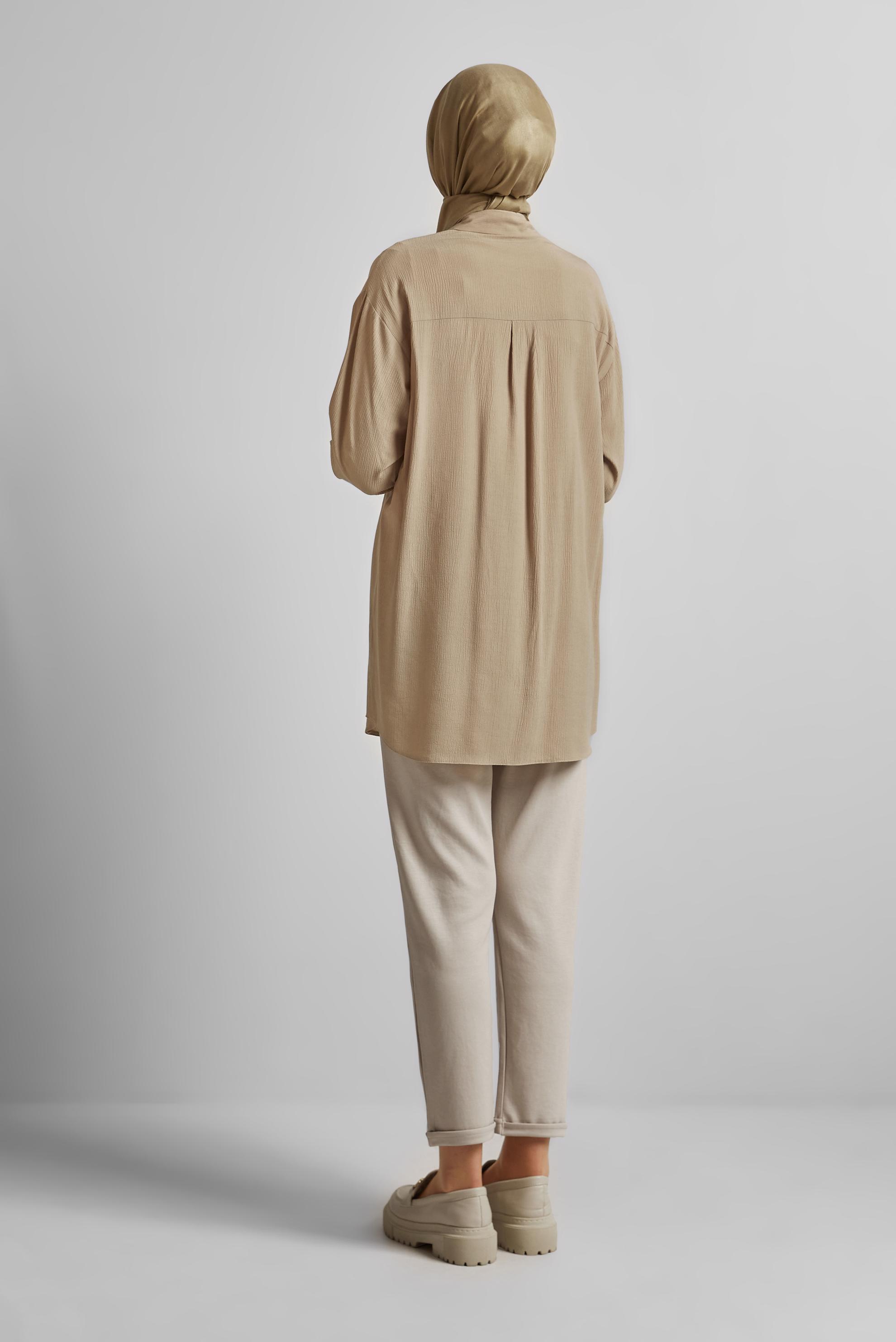 Tesettür giyim KAHVE PUL DETAYLI TUNİK 45350