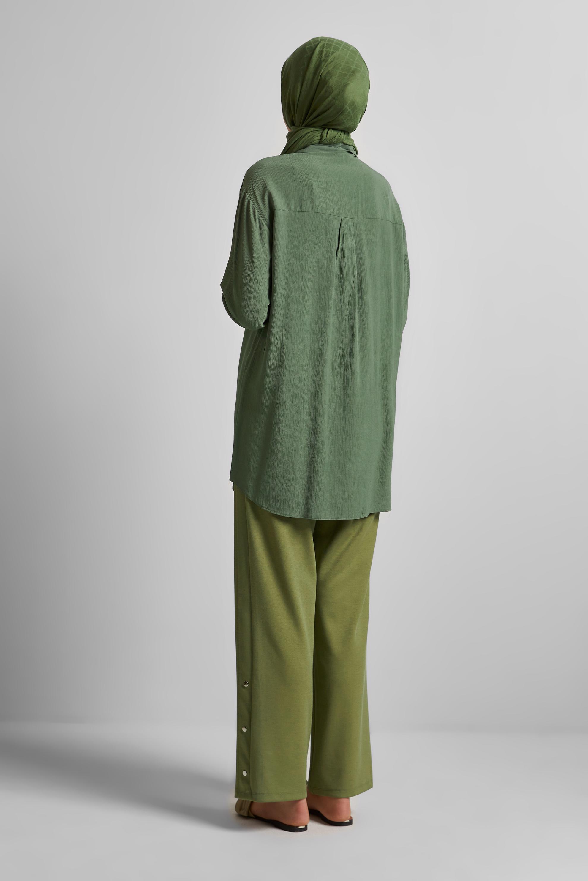 Tesettür giyim HAKİ PUL DETAYLI TUNİK 45350