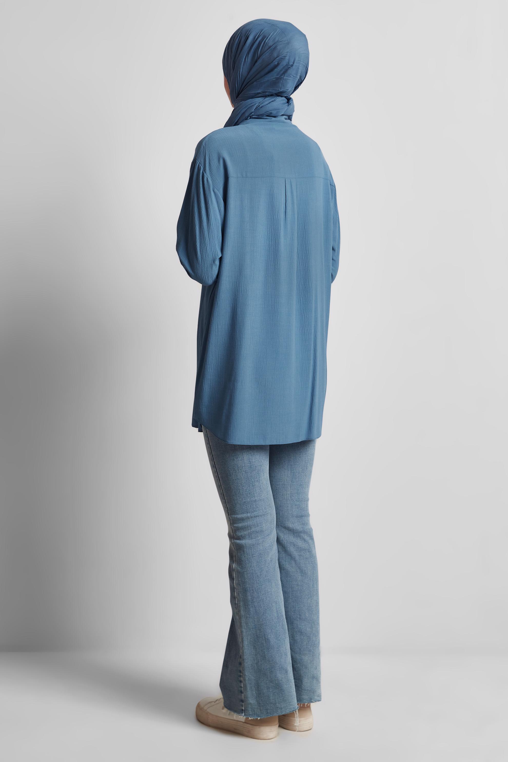 Tesettür giyim LACİVERT PUL DETAYLI TUNİK 45350