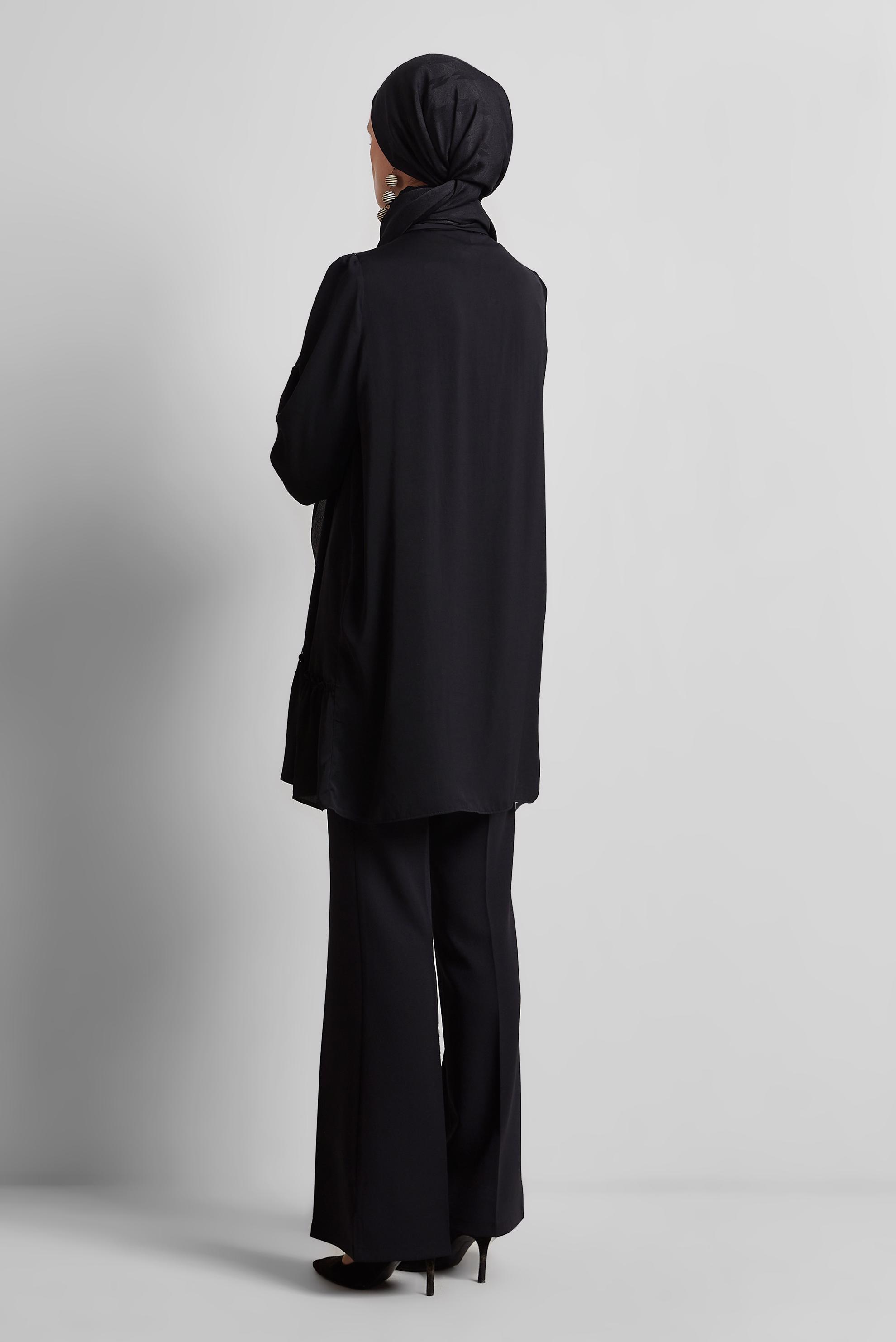 Tesettür giyim SİYAH GÖMLEK YAKA TUNİK 45351