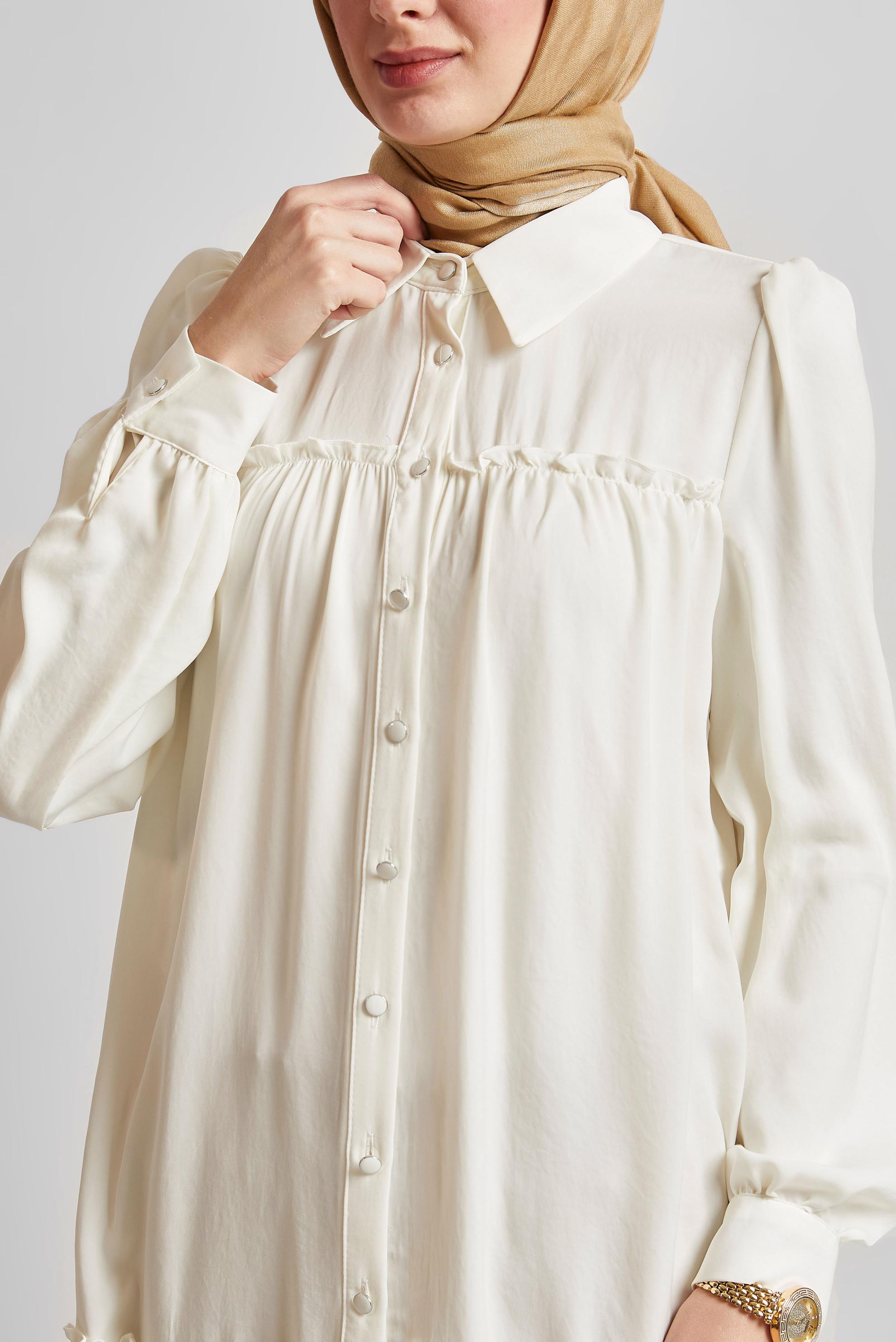 Tesettür giyim BEYAZ GÖMLEK YAKA TUNİK 45351