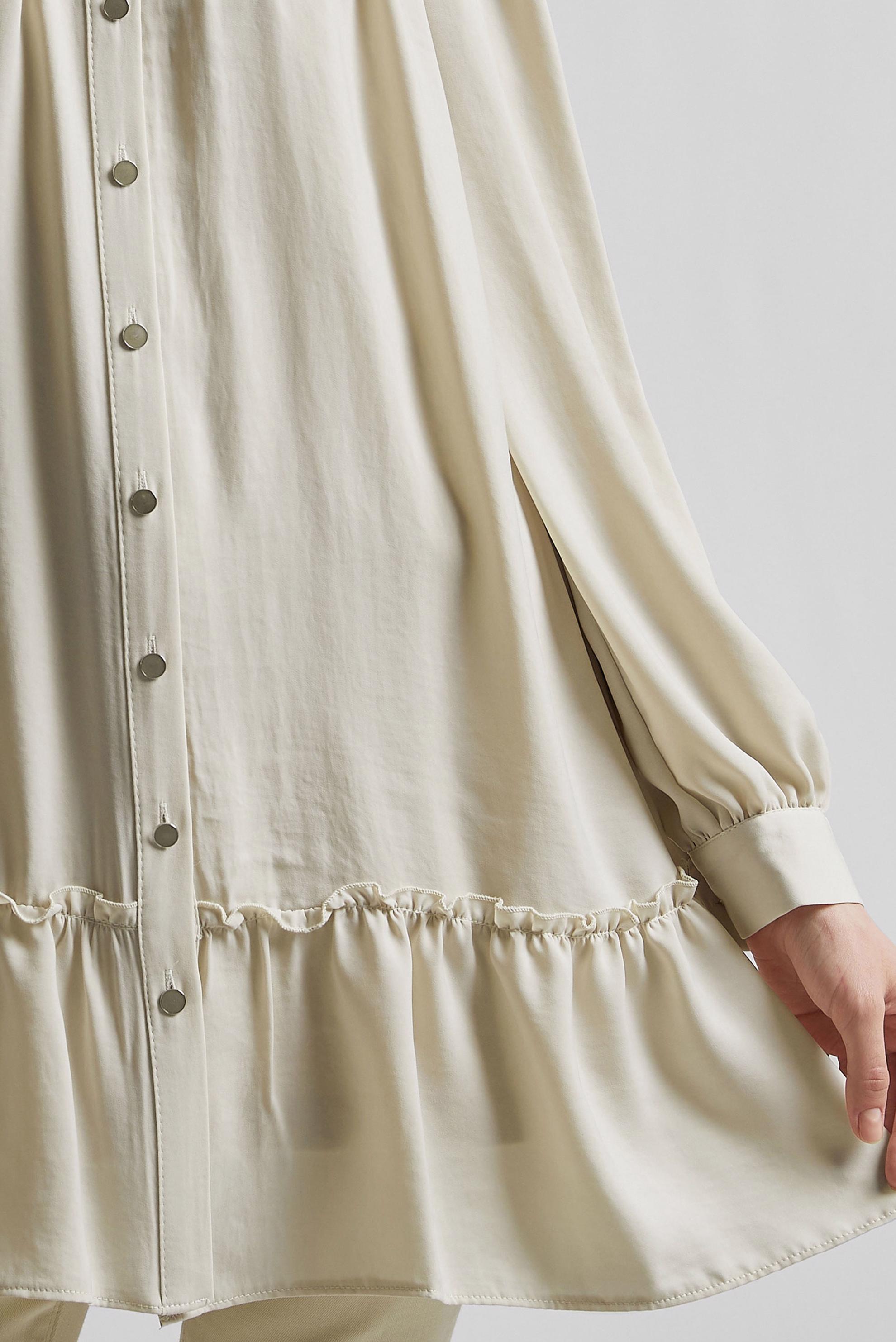 Tesettür giyim BEJ GÖMLEK YAKA TUNİK 45351