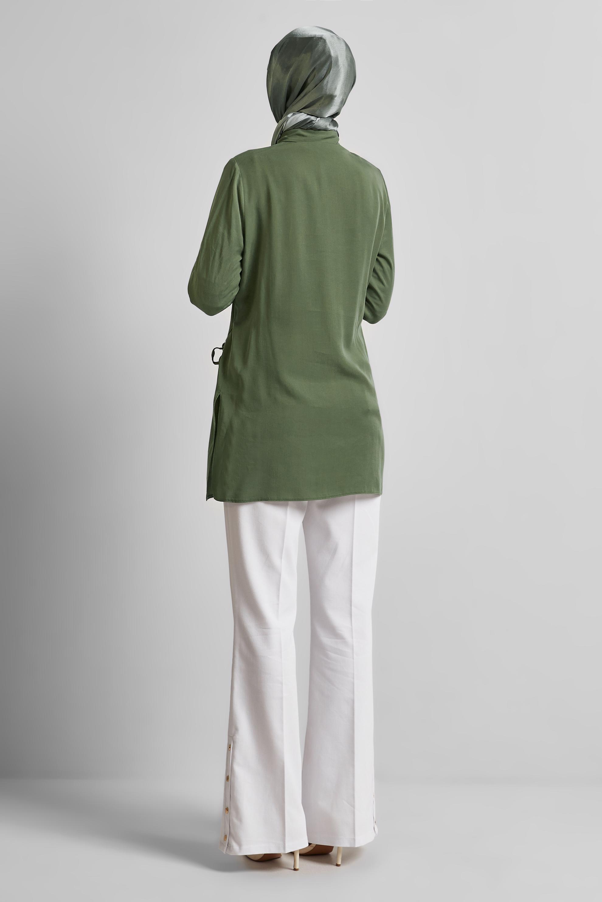 Tesettür giyim HAKİ BAĞLAMA DETAYLI TUNİK 45352