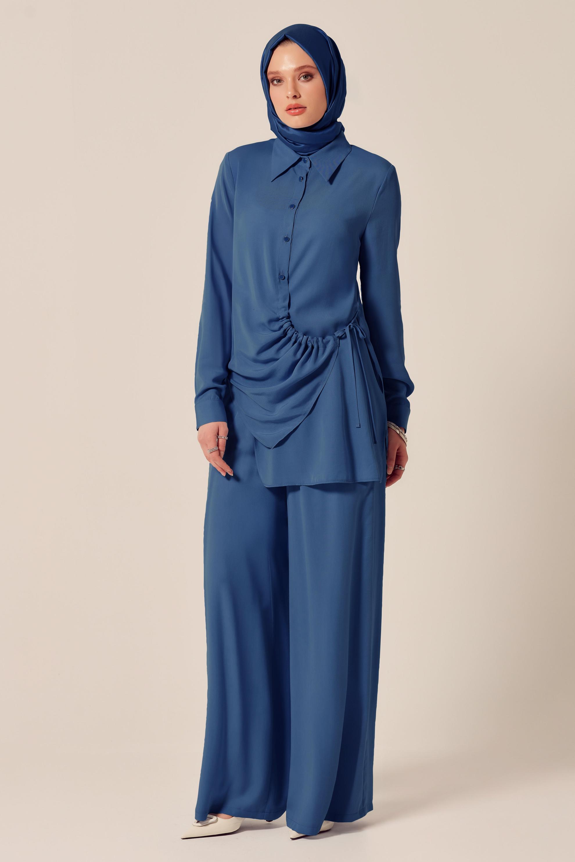 Tesettür giyim LACİVERT BAĞLAMA DETAYLI TUNİK 45352