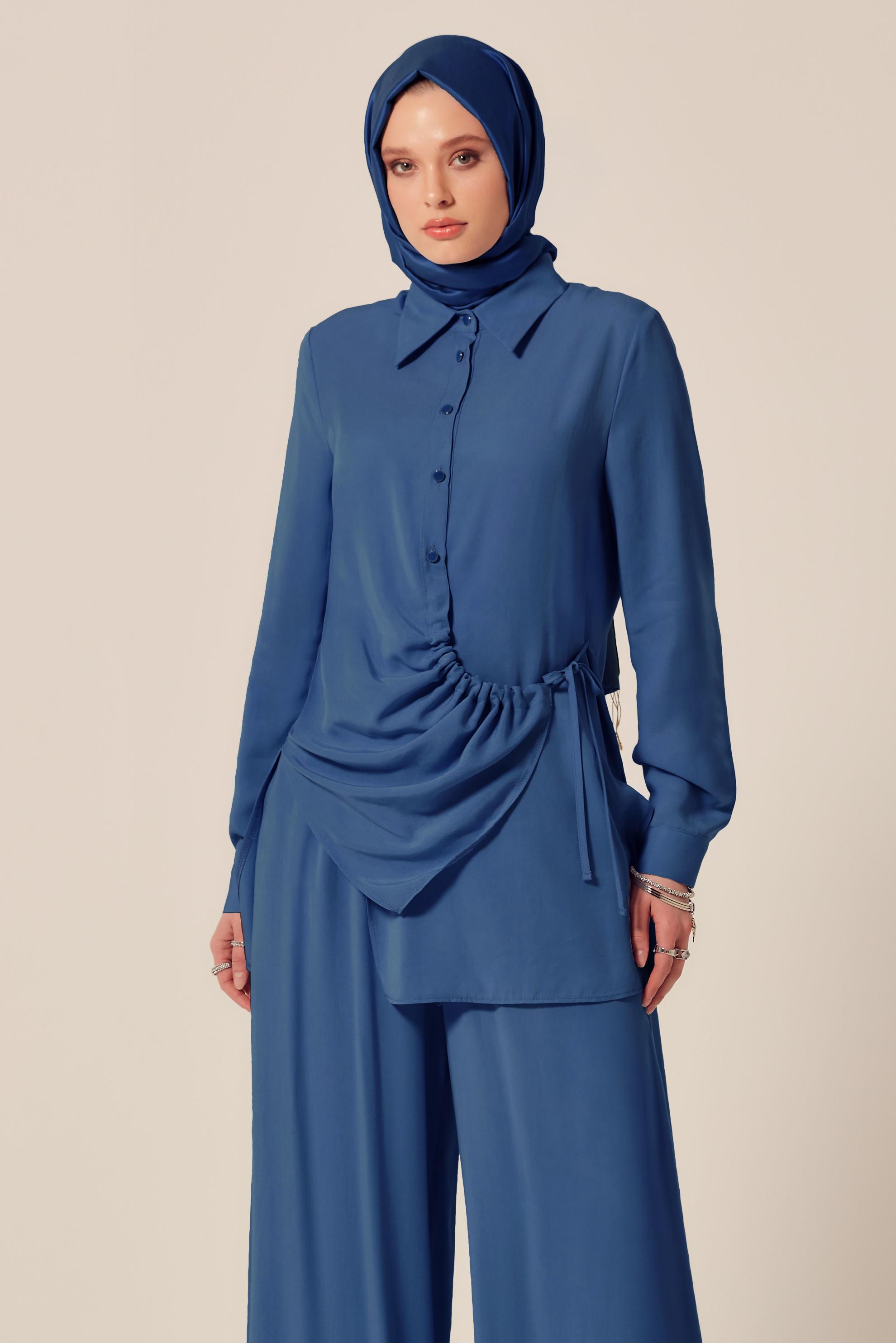 Tesettür giyim LACİVERT BAĞLAMA DETAYLI TUNİK 45352