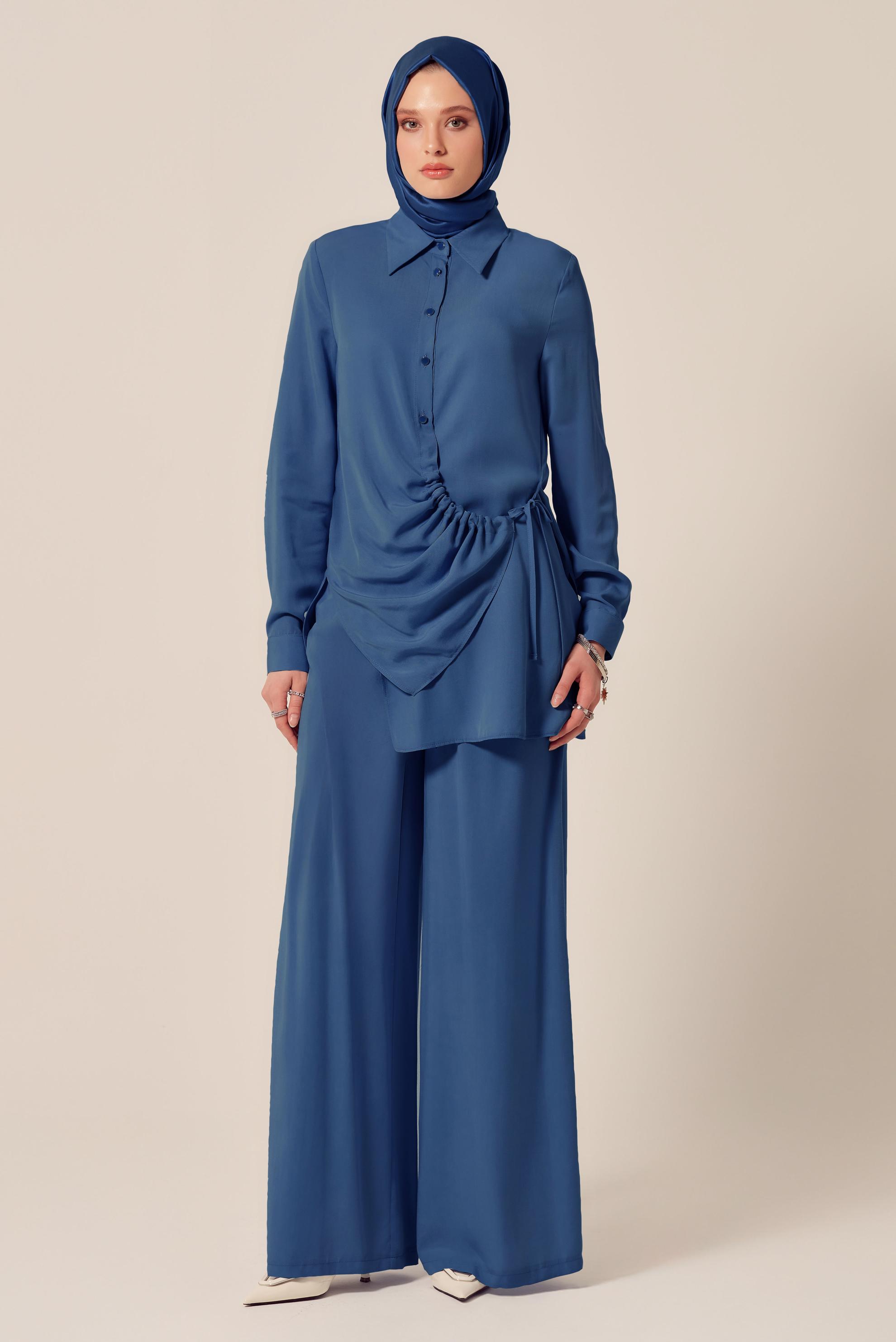 Tesettür giyim LACİVERT BAĞLAMA DETAYLI TUNİK 45352