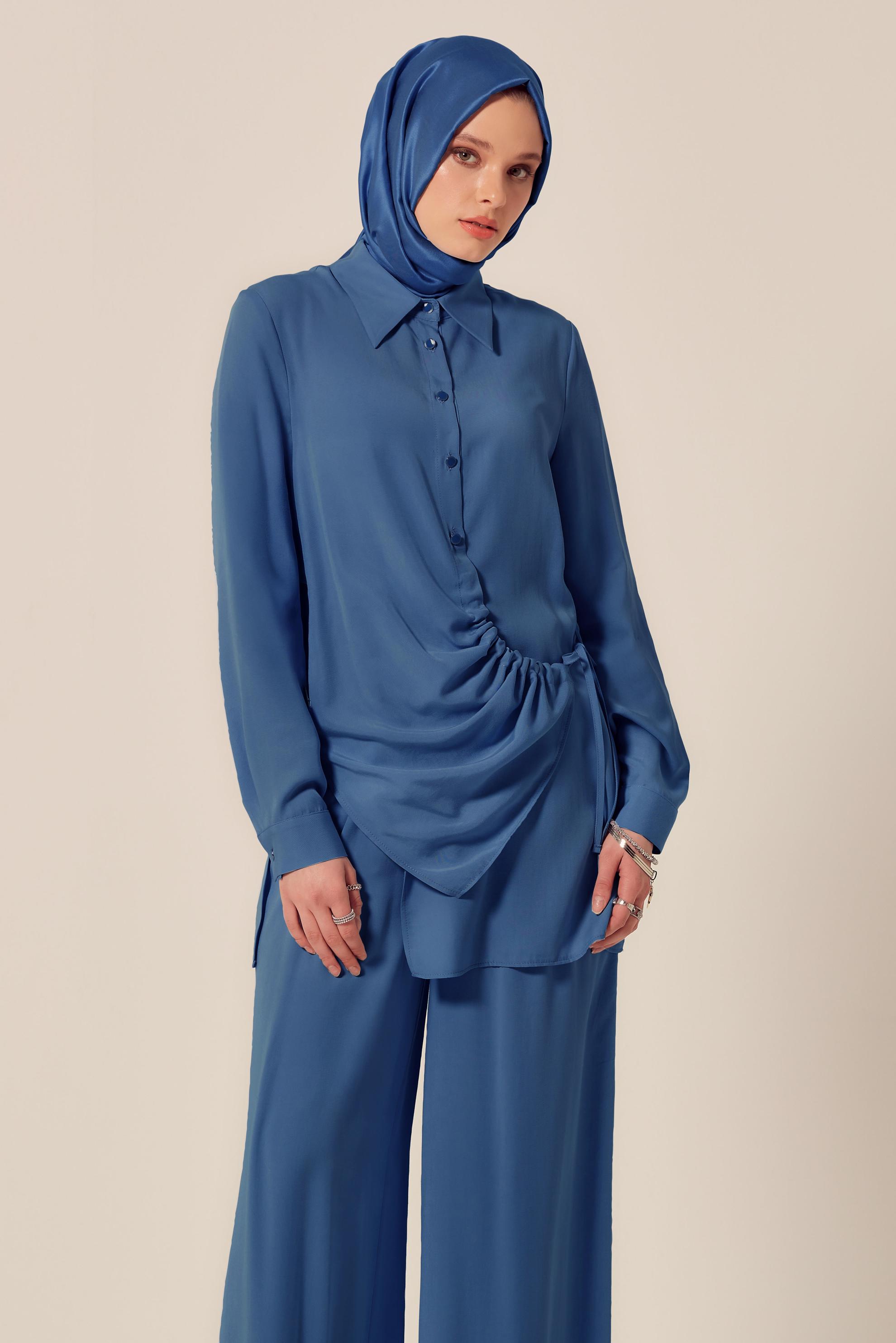 Tesettür giyim LACİVERT BAĞLAMA DETAYLI TUNİK 45352