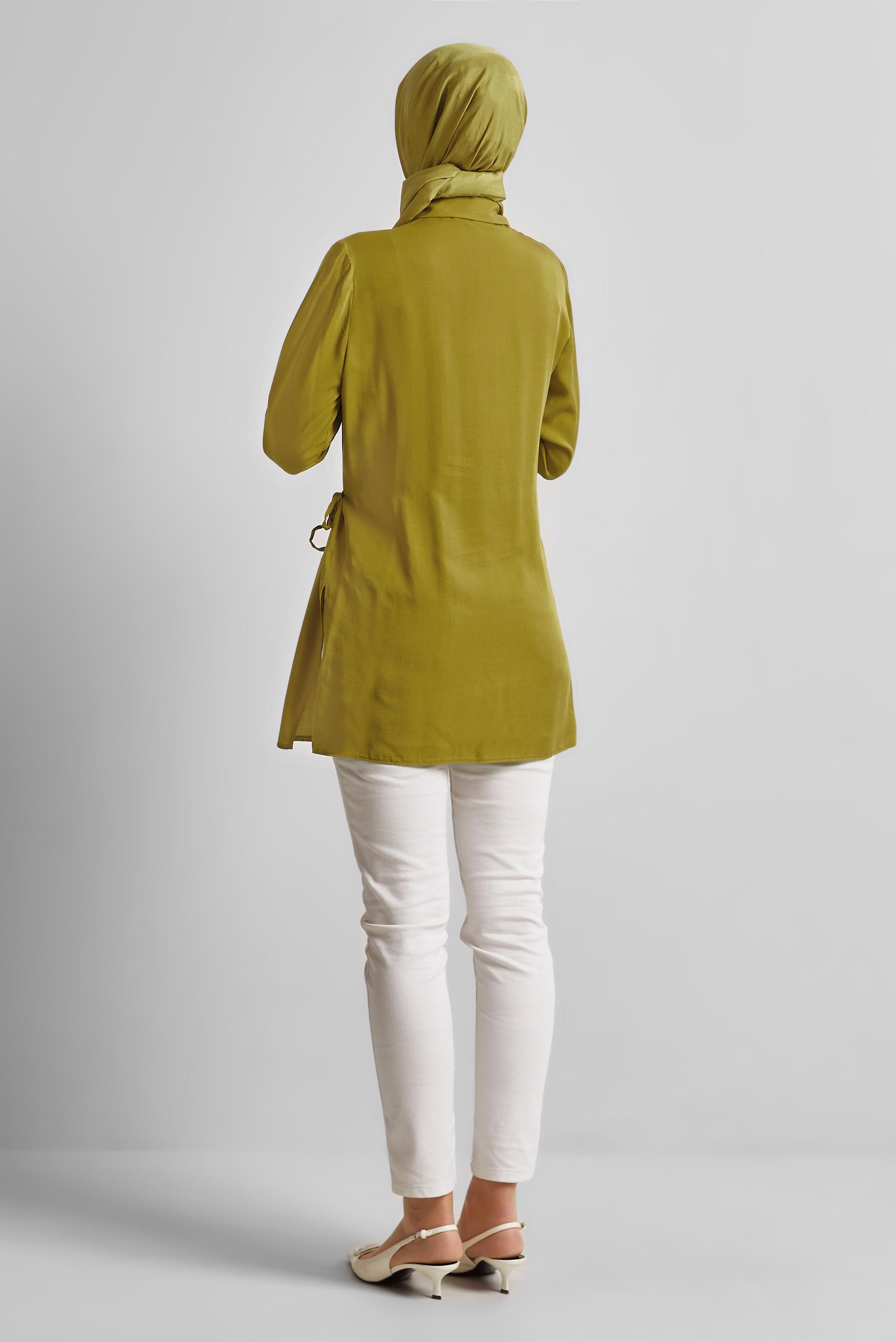 Tesettür giyim YEŞİL BAĞLAMA DETAYLI TUNİK 45352