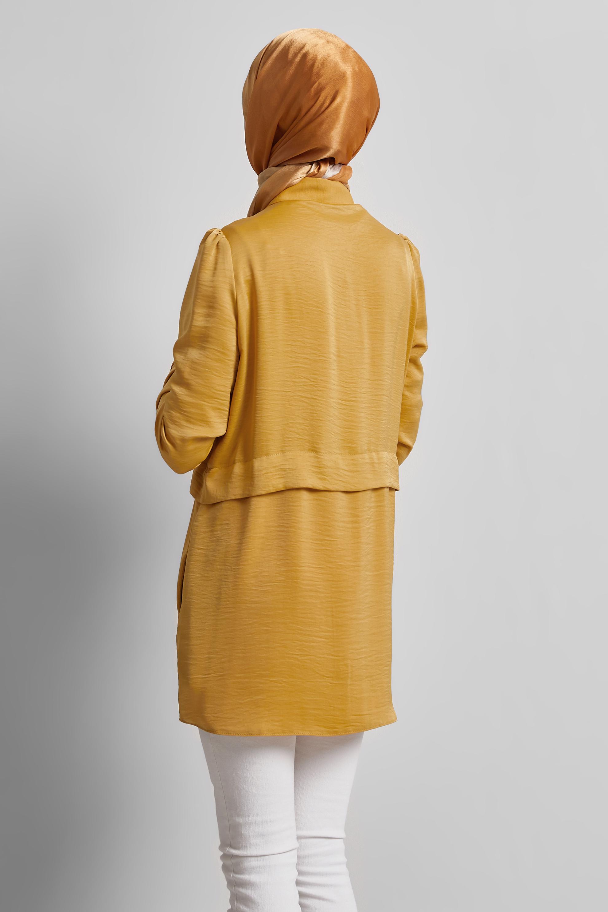 Tesettür giyim SARI BELİ BAĞCIKLI TUNİK 45361