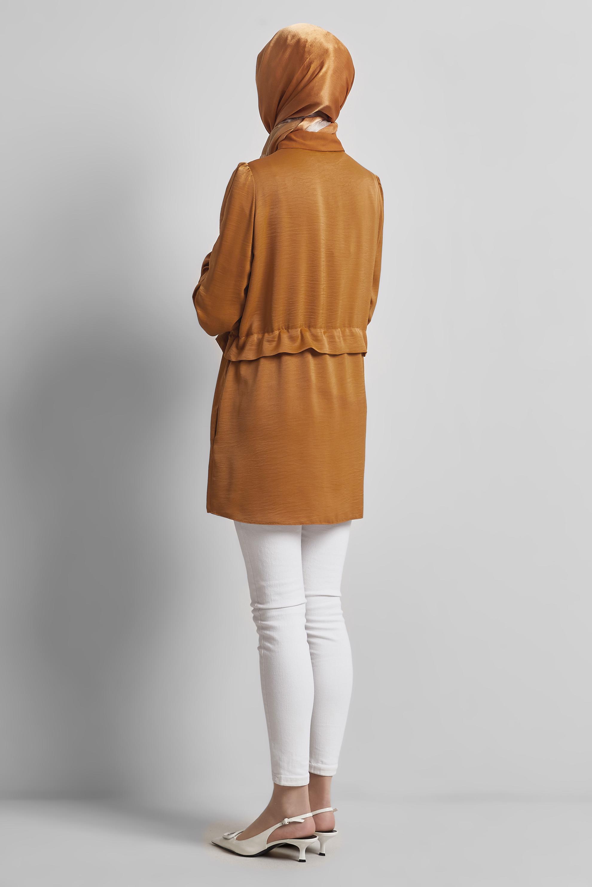 Tesettür giyim SARI BELİ BAĞCIKLI TUNİK 45361