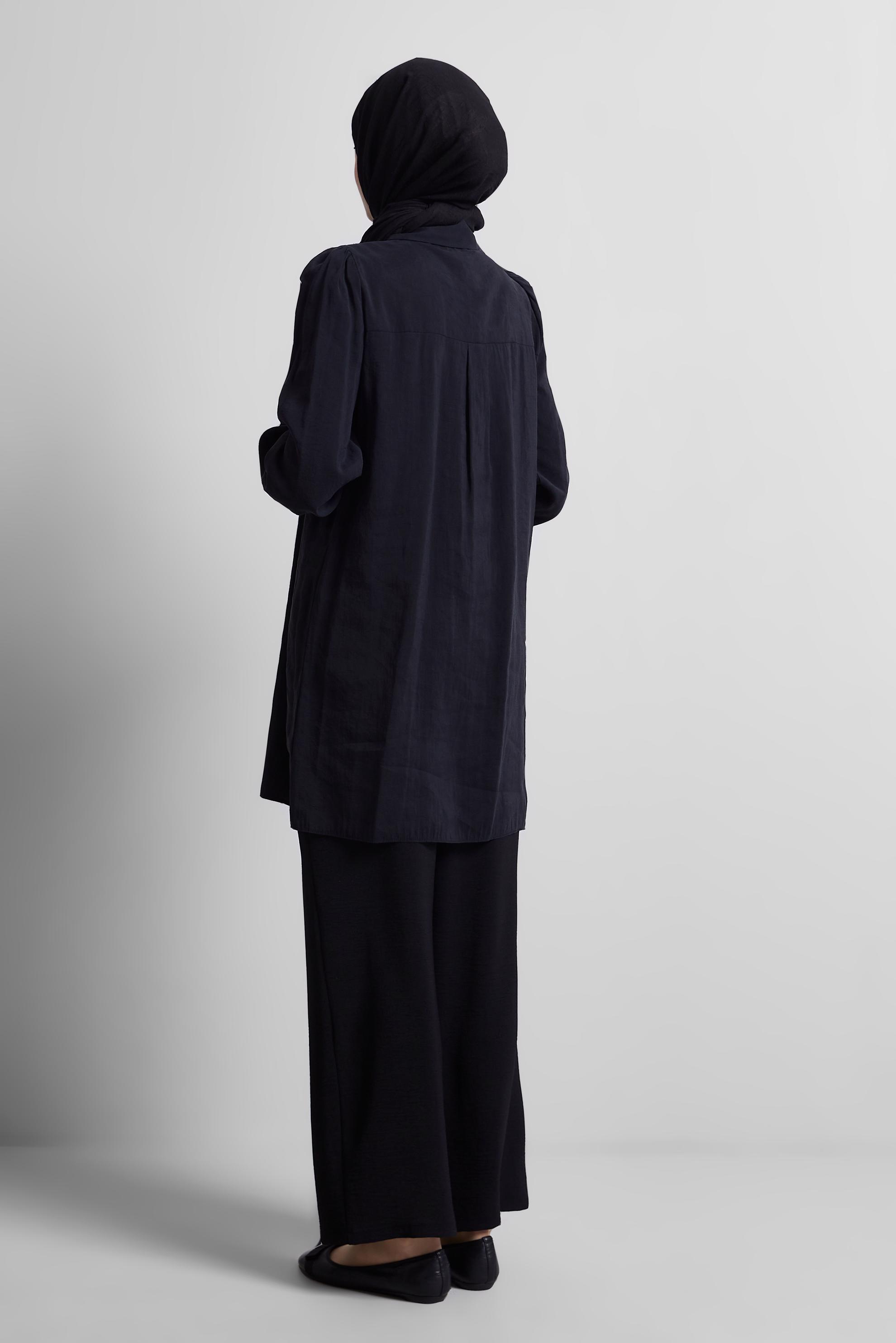 Tesettür giyim SİYAH BAĞLAMA DETAYLI TUNİK 45362