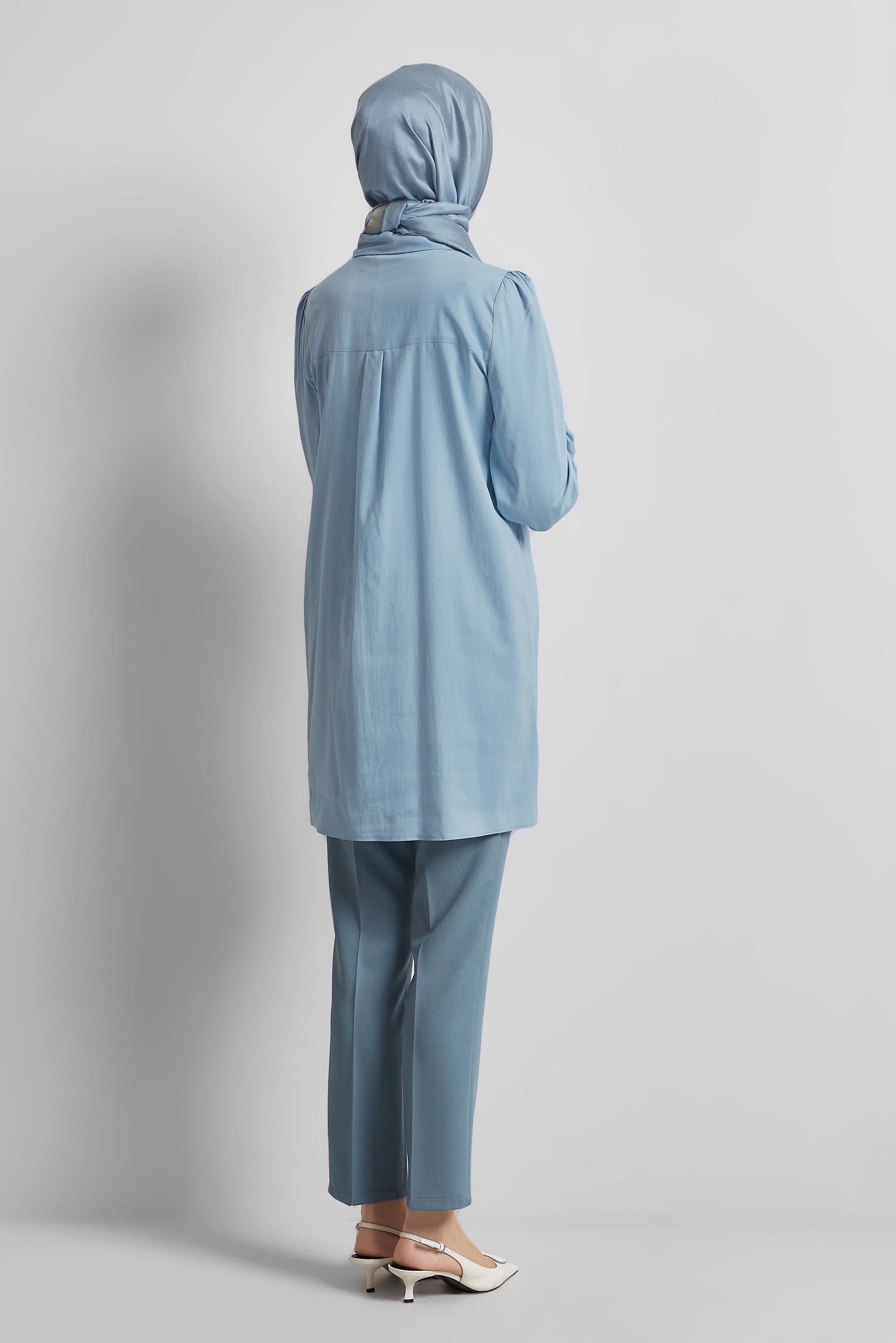 Tesettür giyim MAVİ BAĞLAMA DETAYLI TUNİK 45362