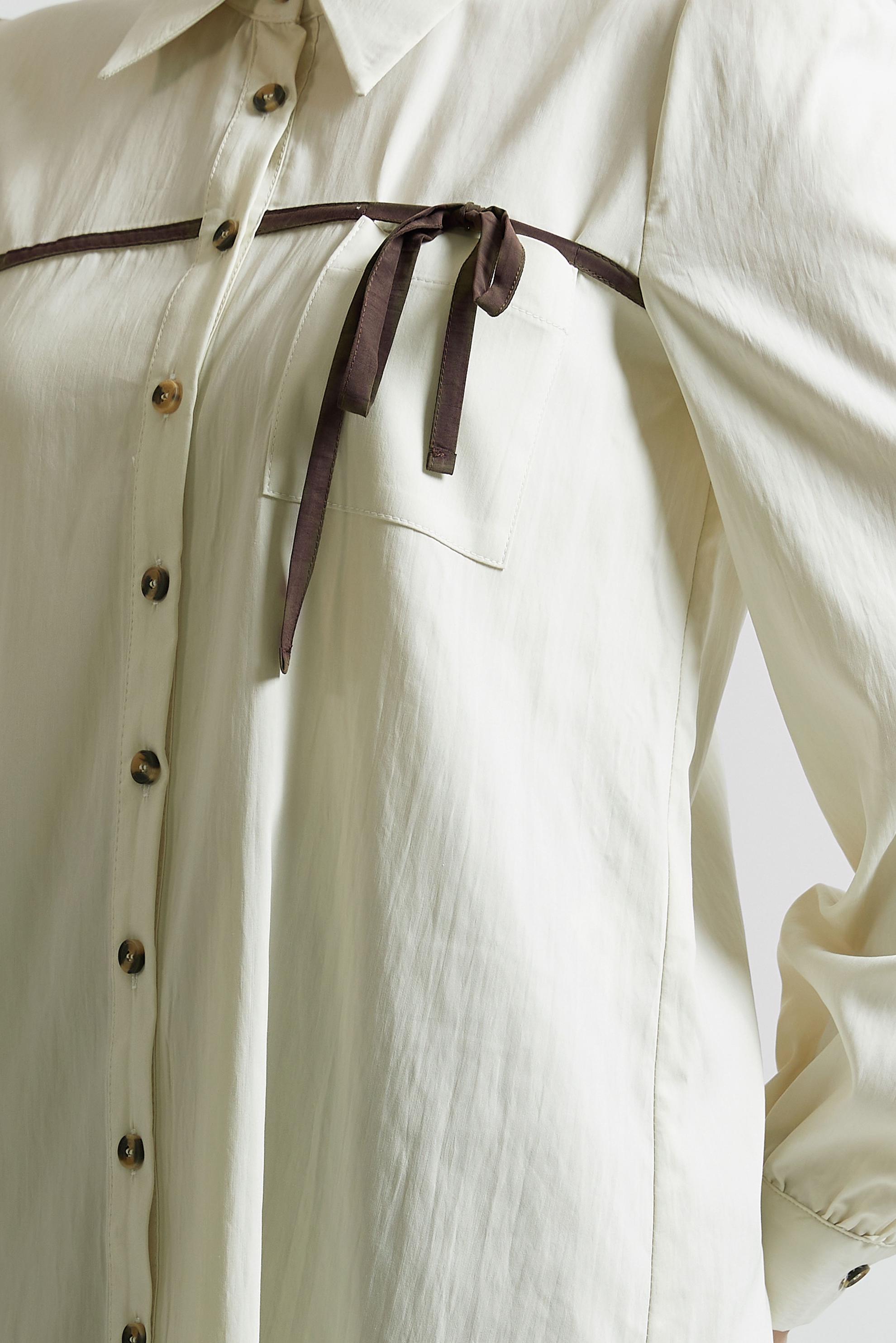 Tesettür giyim EKRU BAĞLAMA DETAYLI TUNİK 45362