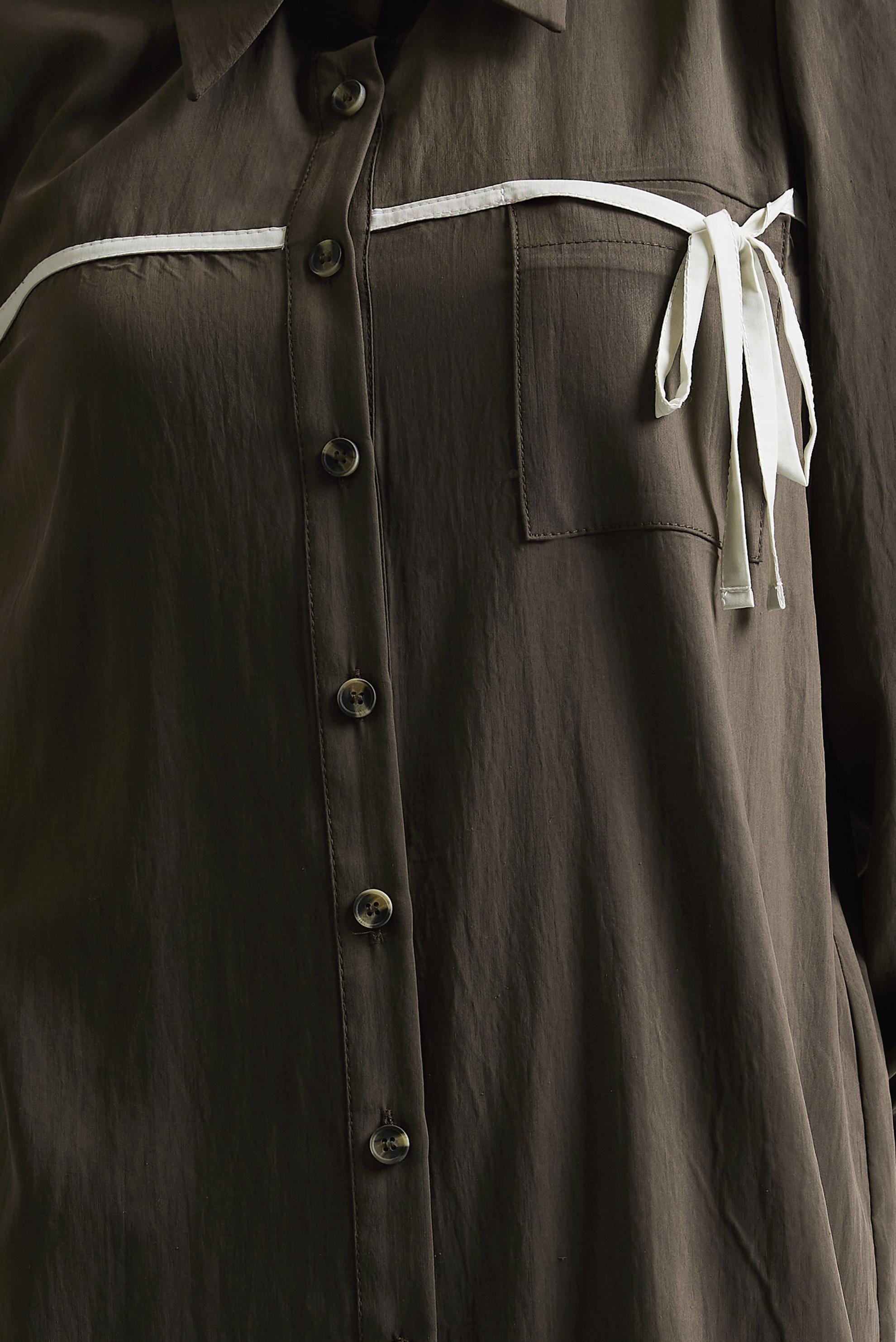 Tesettür giyim KAHVE BAĞLAMA DETAYLI TUNİK 45362