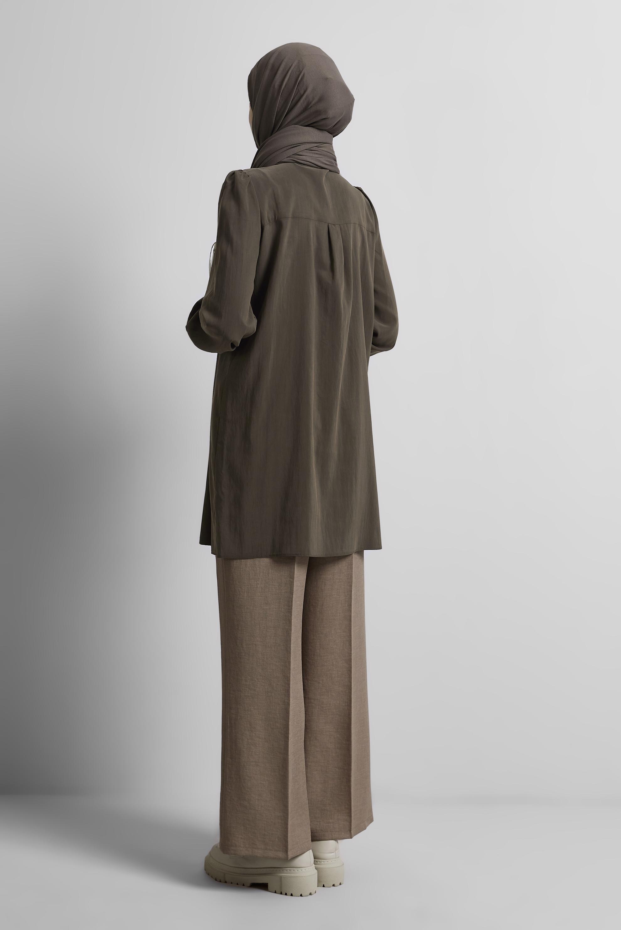 Tesettür giyim KAHVE BAĞLAMA DETAYLI TUNİK 45362