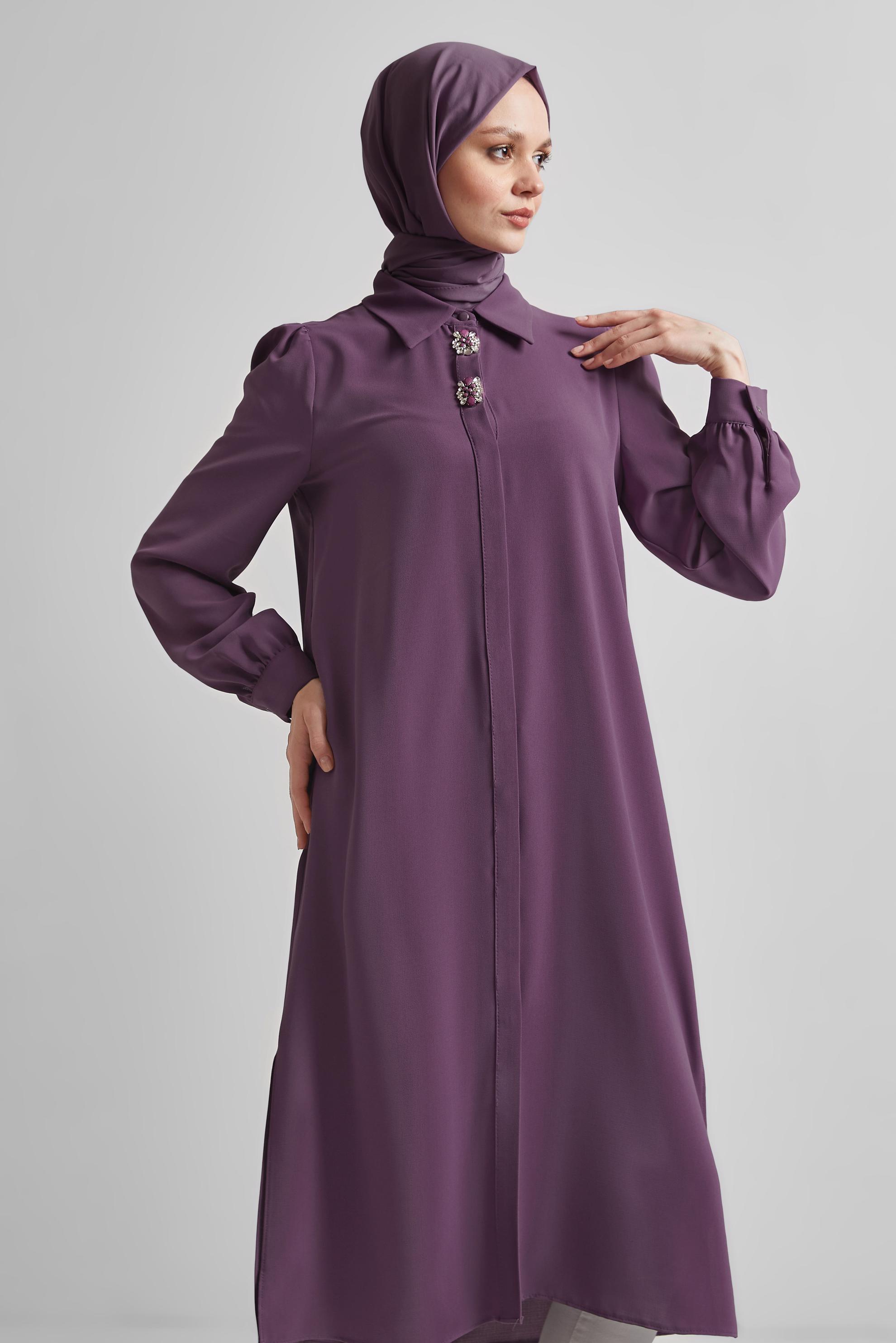 Tesettür giyim MOR UZUN TUNİK 45364