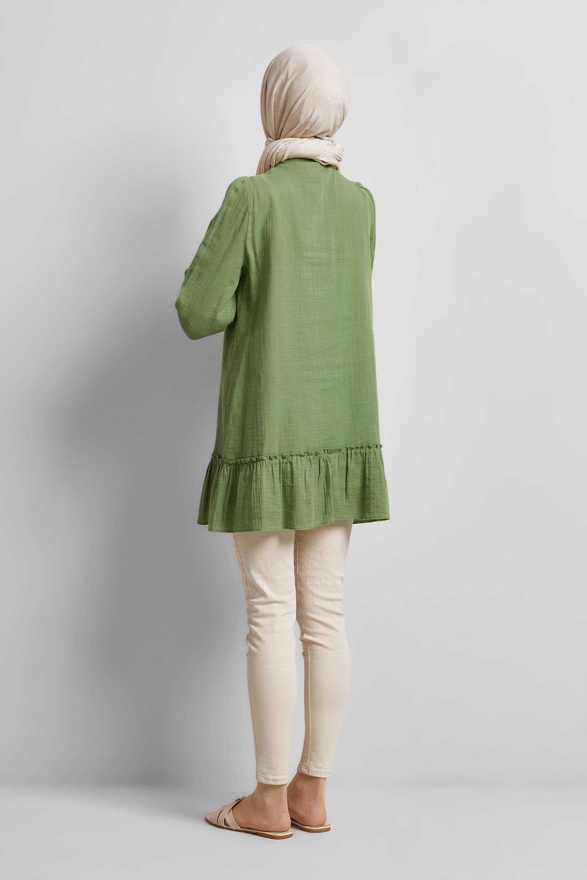 Vêtements hijab VERT TUNIQUE NOUÉE EN COTON 45369