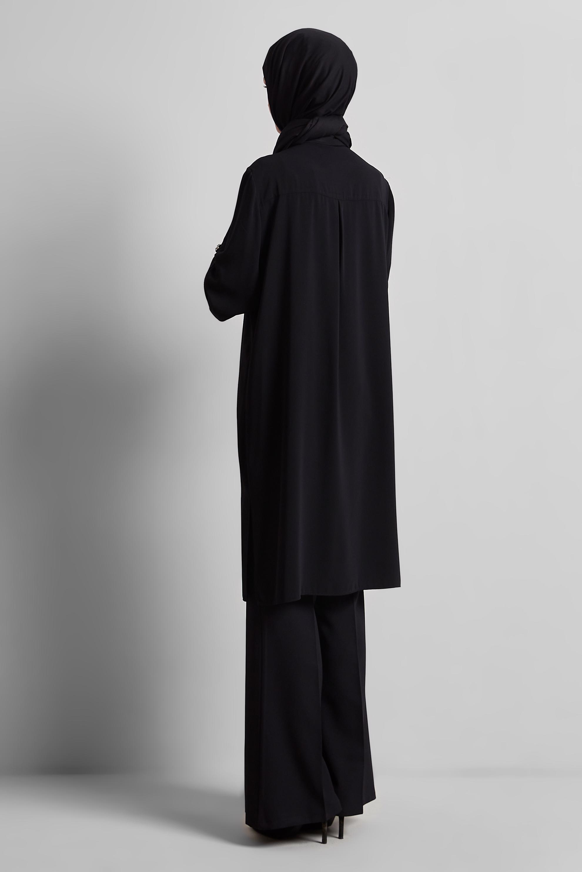 Tesettür giyim SİYAH BONCUK DETAYLI TUNİK 45371