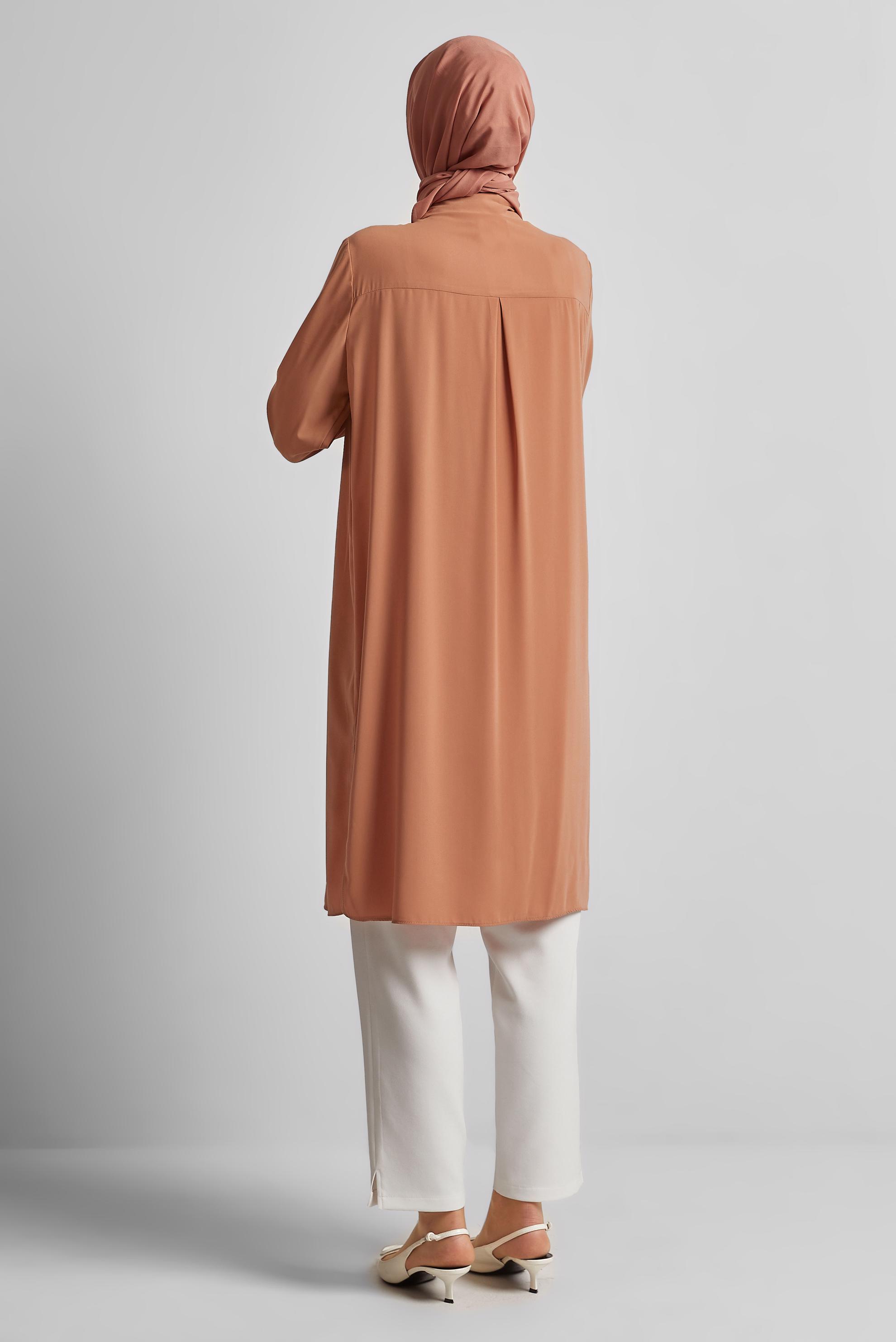 Tesettür giyim KAHVE BONCUK DETAYLI TUNİK 45371