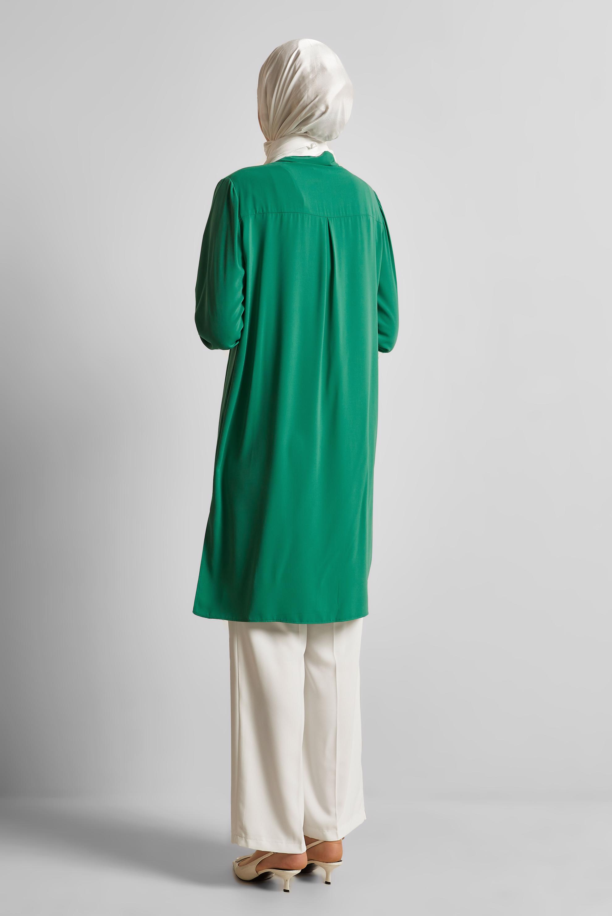 Tesettür giyim YEŞİL BONCUK DETAYLI TUNİK 45371