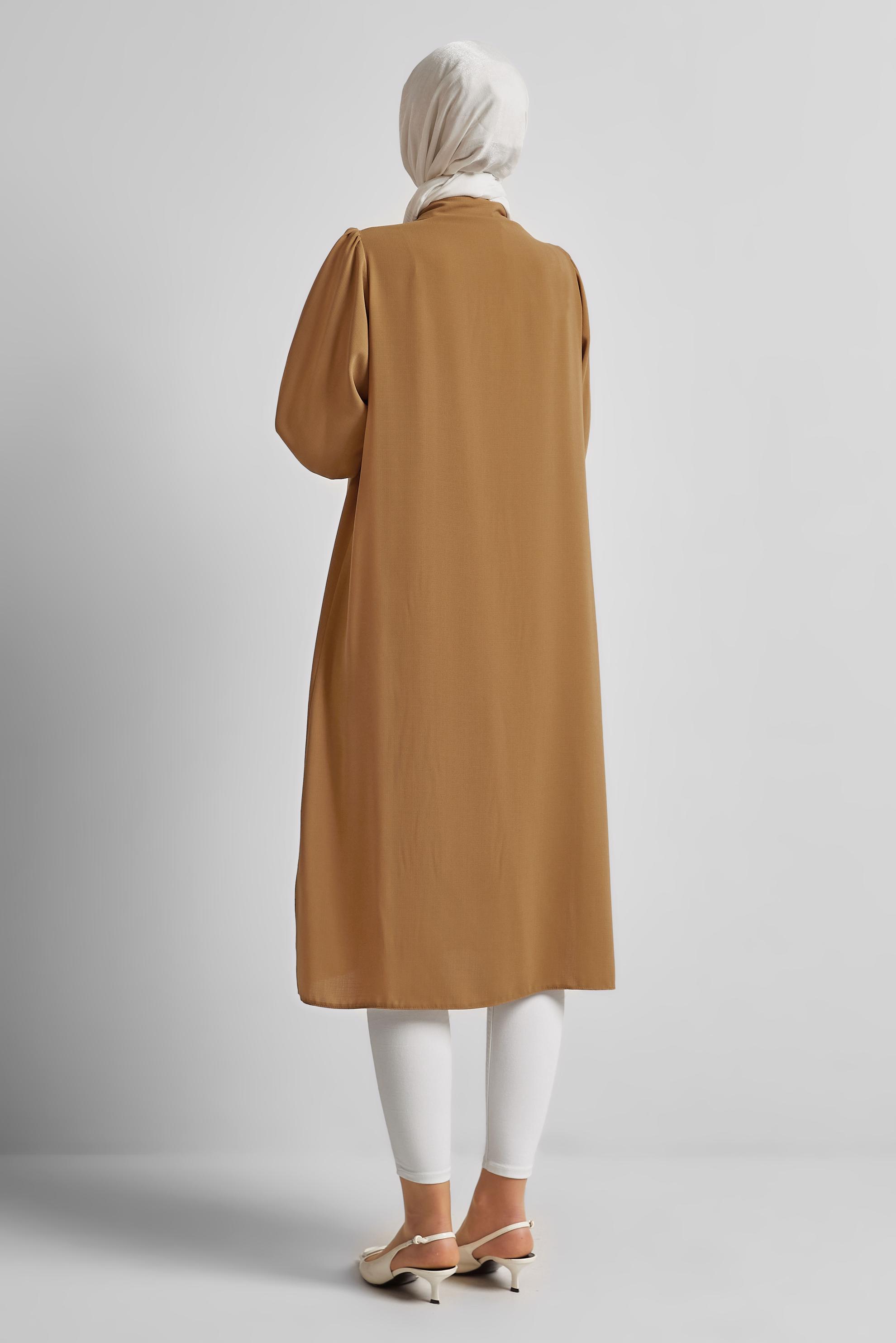 Tesettür giyim SARI GÖMLEK YAKA TESETTÜR TUNİK 45372