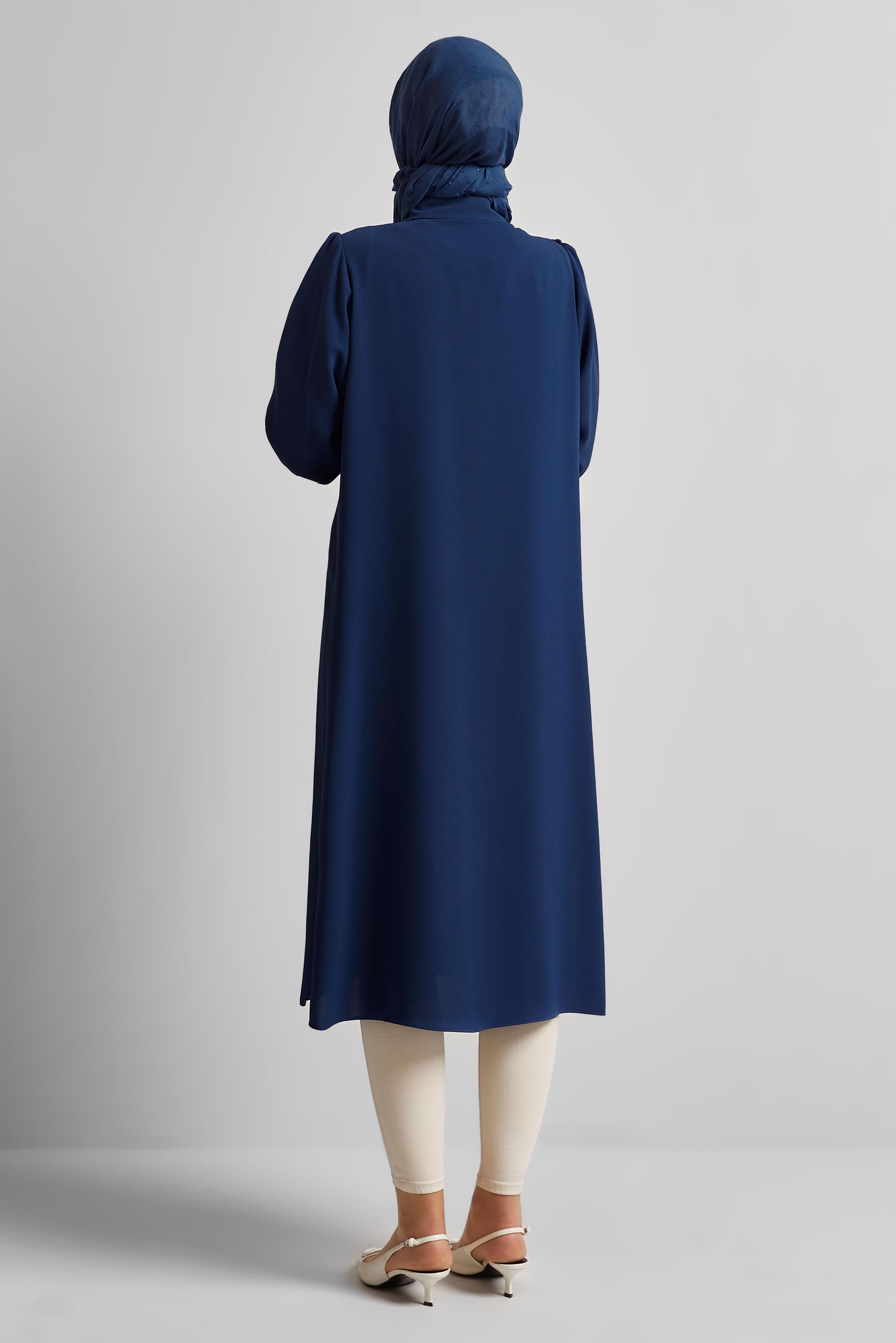 Tesettür giyim LACİVERT GÖMLEK YAKA TESETTÜR TUNİK 45372