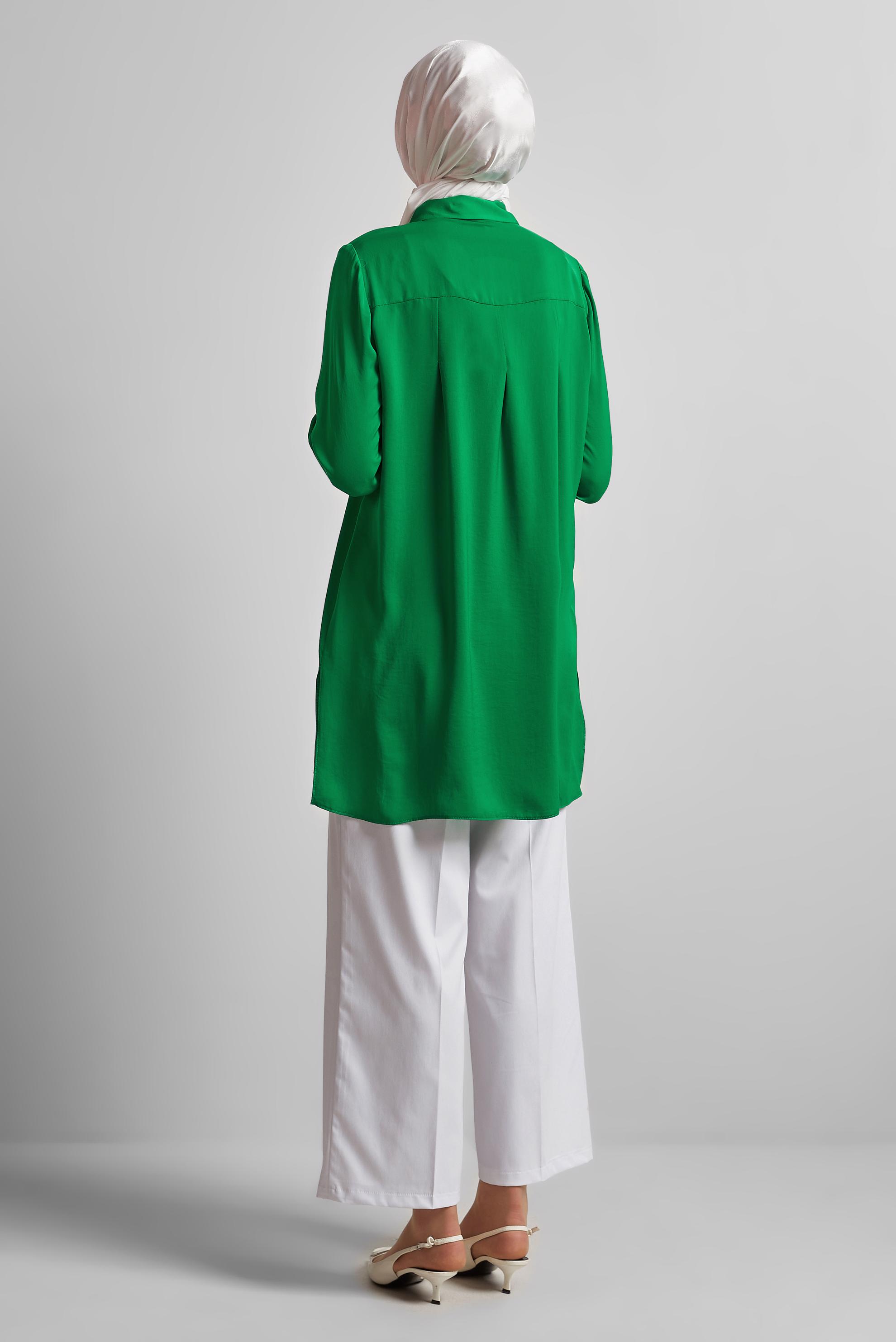 Tesettür giyim YEŞİL BROŞ DETAYLI TUNİK 45373