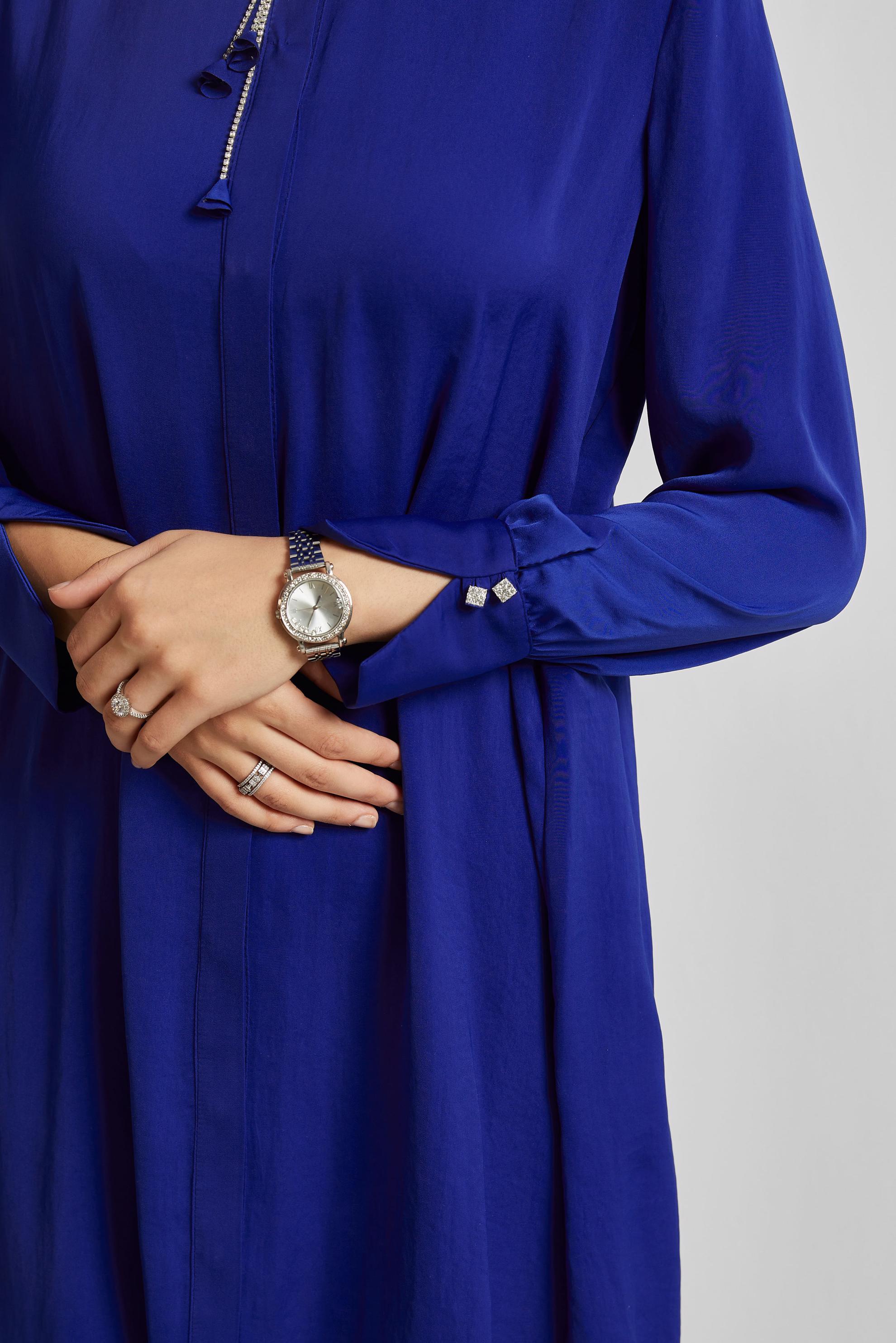 Tesettür giyim LACİVERT BROŞ DETAYLI TUNİK 45373