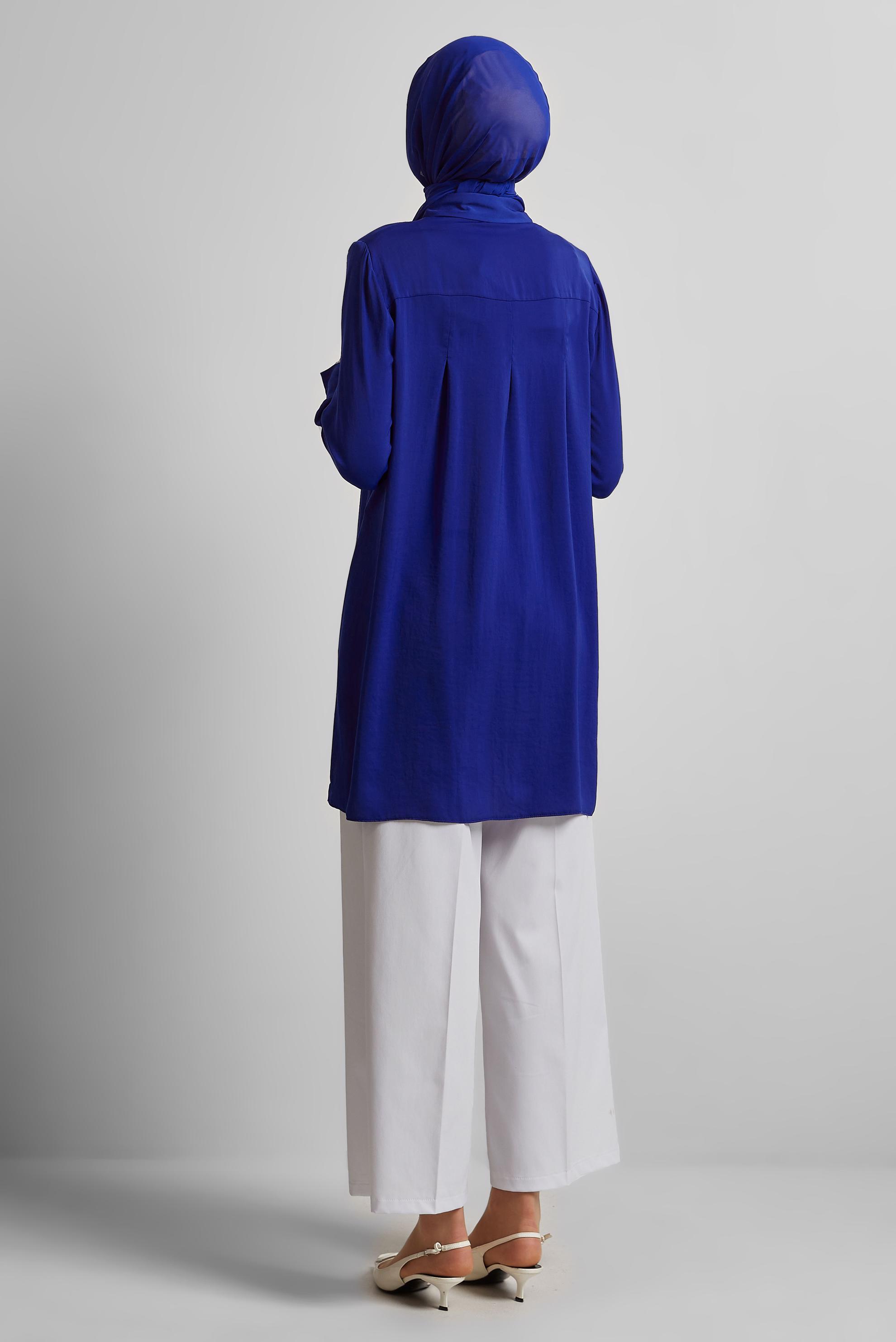 Tesettür giyim LACİVERT BROŞ DETAYLI TUNİK 45373