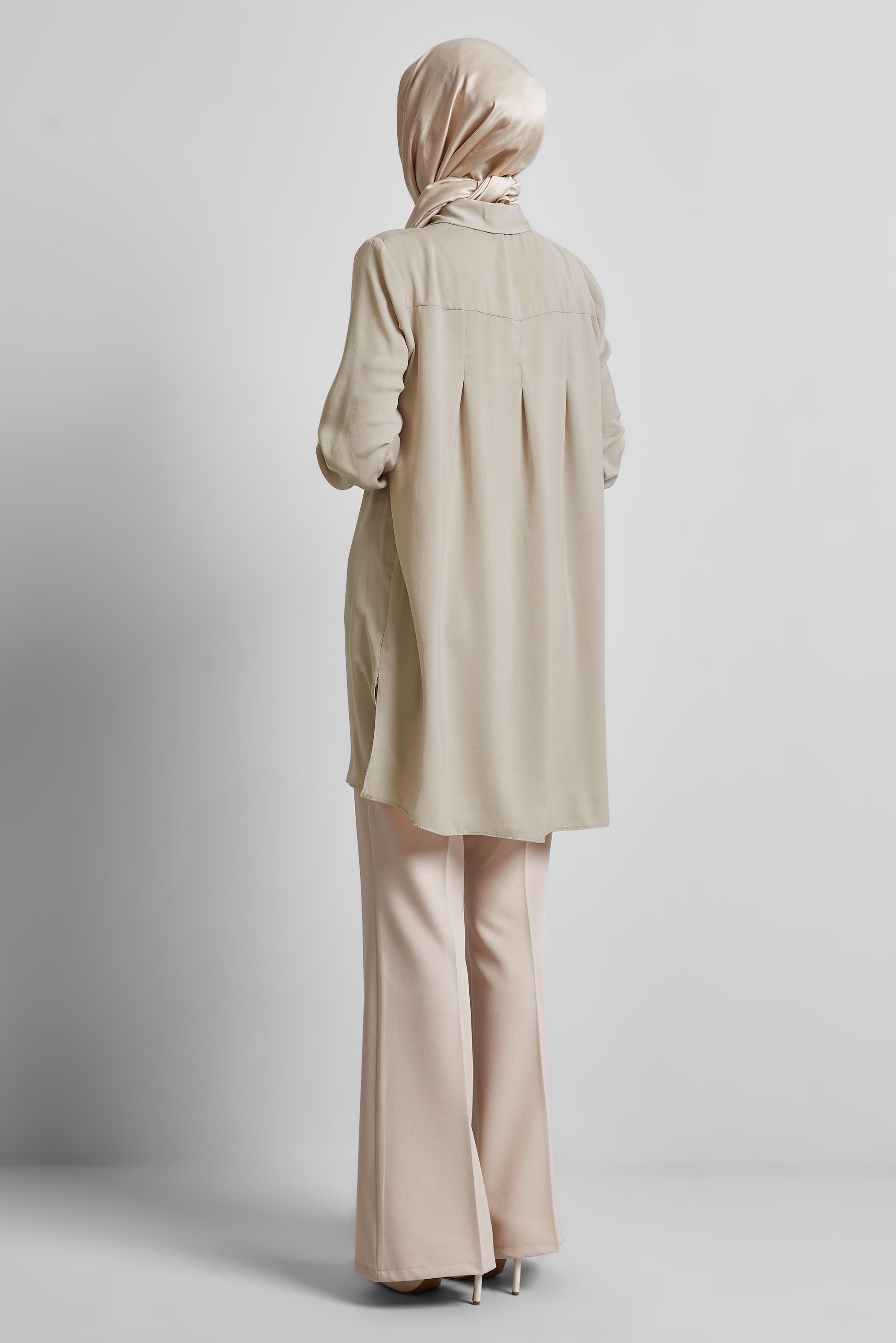 Tesettür giyim KUM BROŞ DETAYLI TUNİK 45373