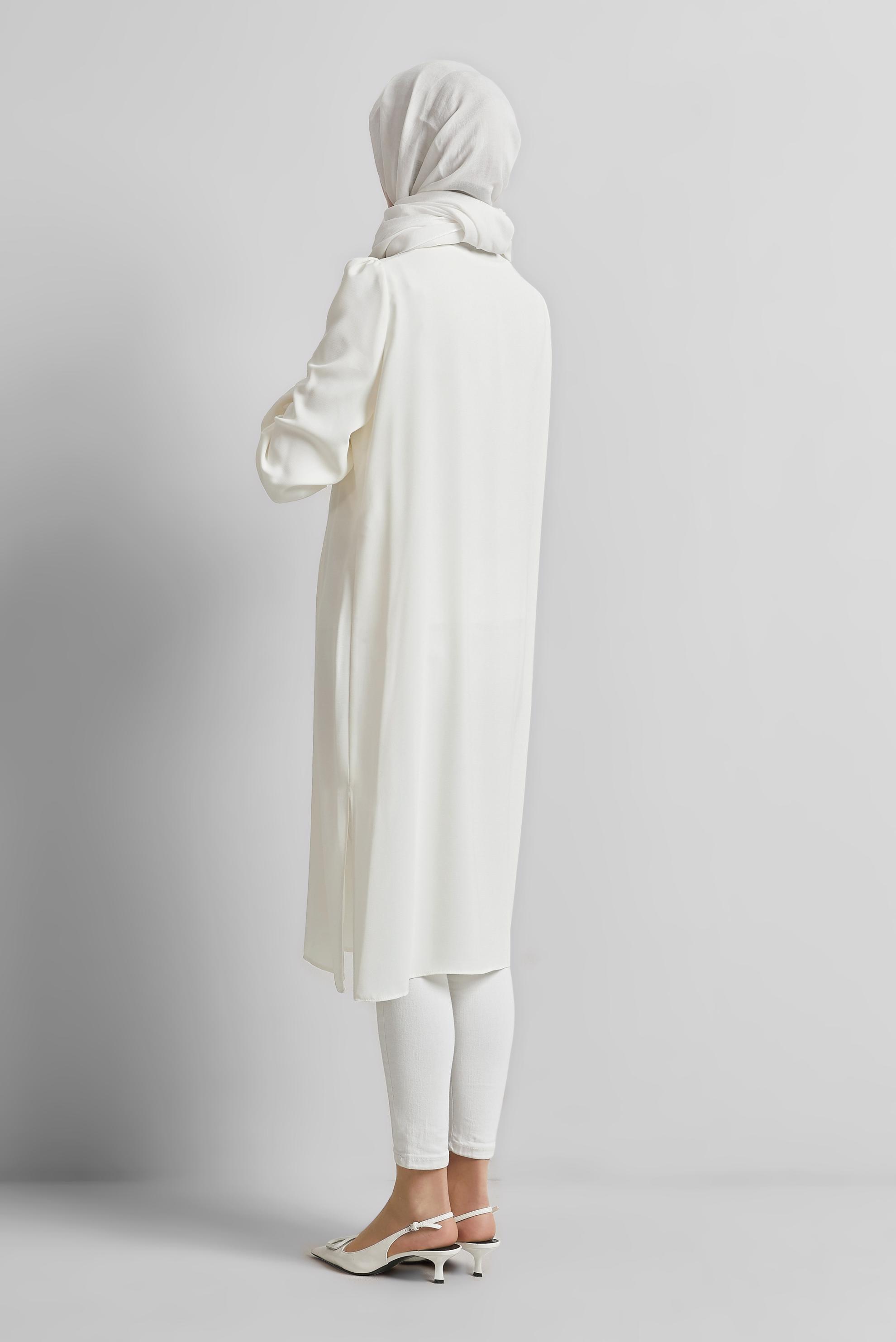 Tesettür giyim BEYAZ PUL PAYETLİ TUNİK 45374