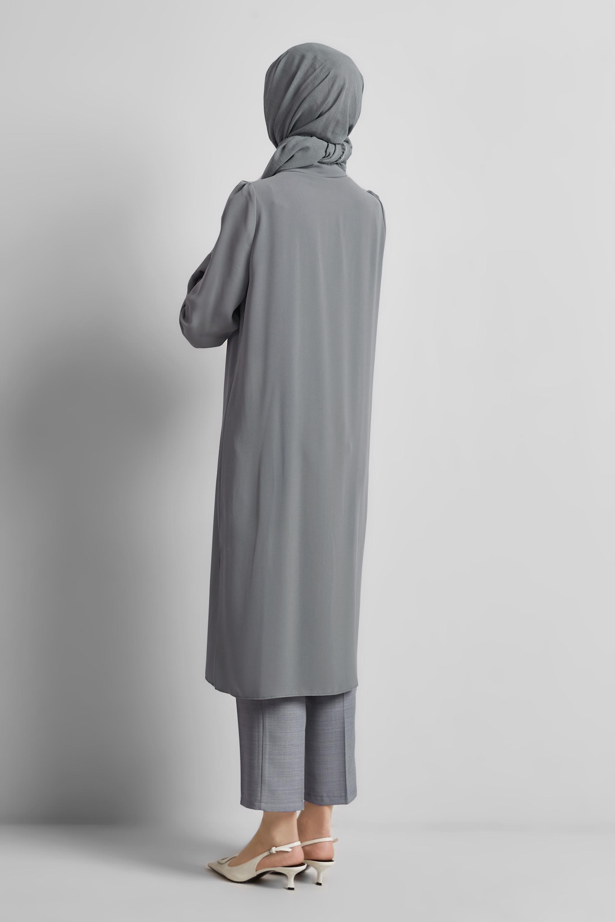 Tesettür giyim GRİ PUL PAYETLİ TUNİK 45374