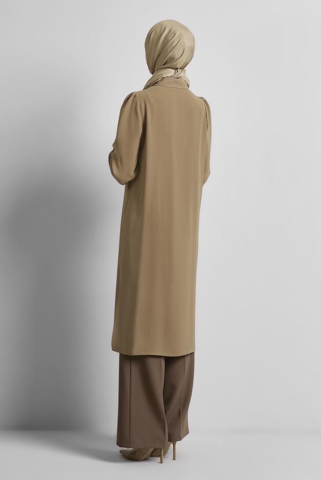 Vêtements hijab BRUN TUNIQUE À PAILLETTES 45374 - ALVİNA
