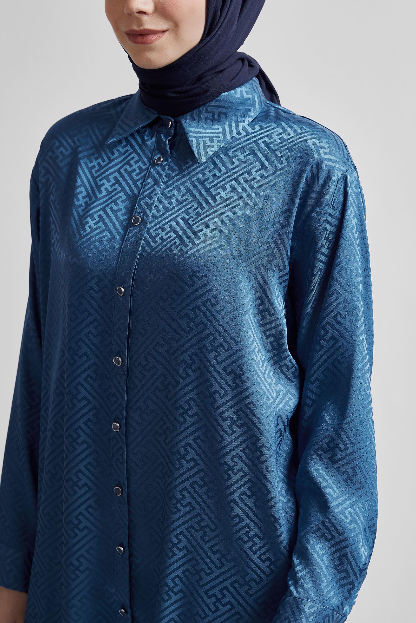 Tesettür giyim LACİVERT SATEN JAKAR TUNİK 45375