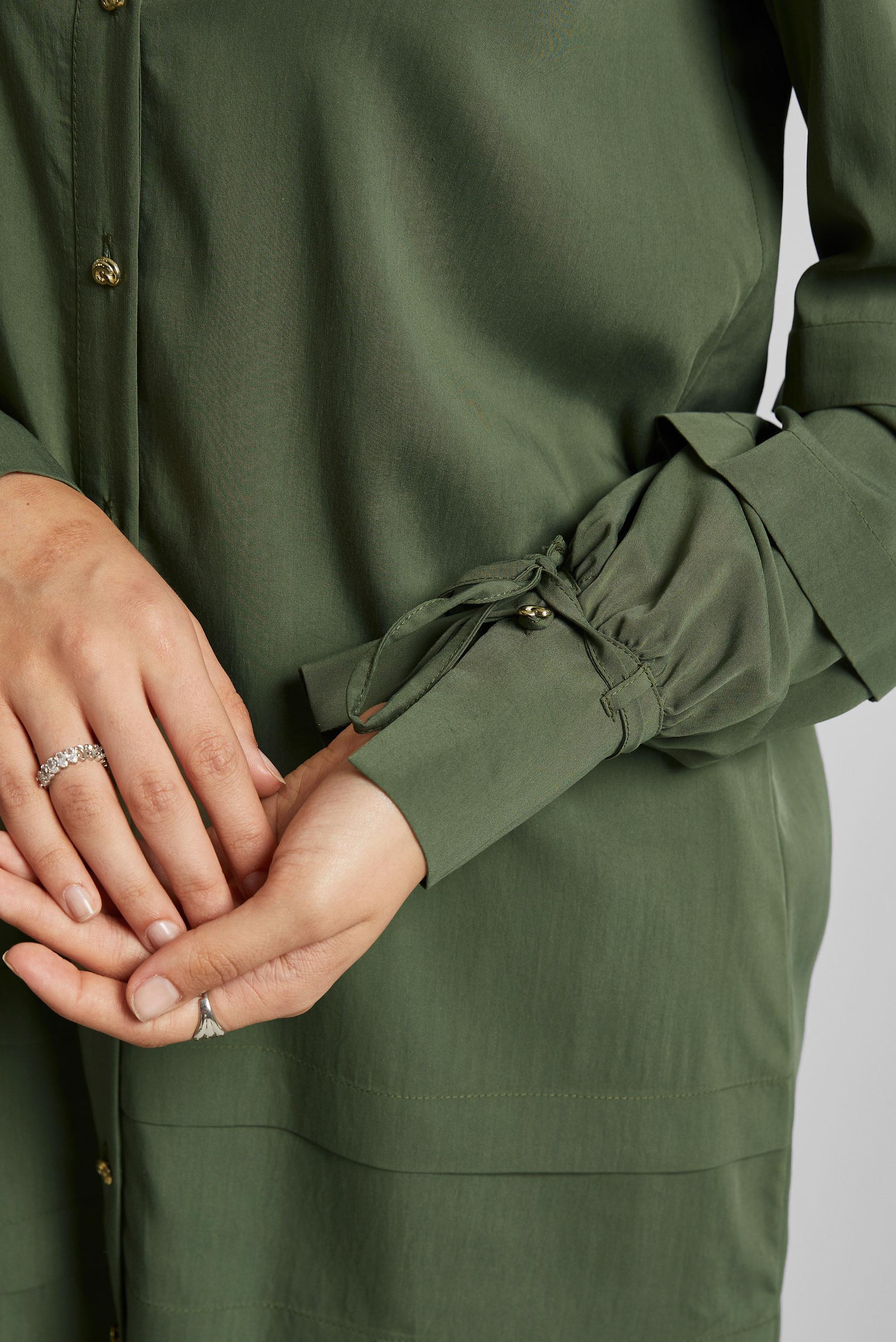 Tesettür giyim HAKİ GÖMLEK YAKA TUNİK 45379