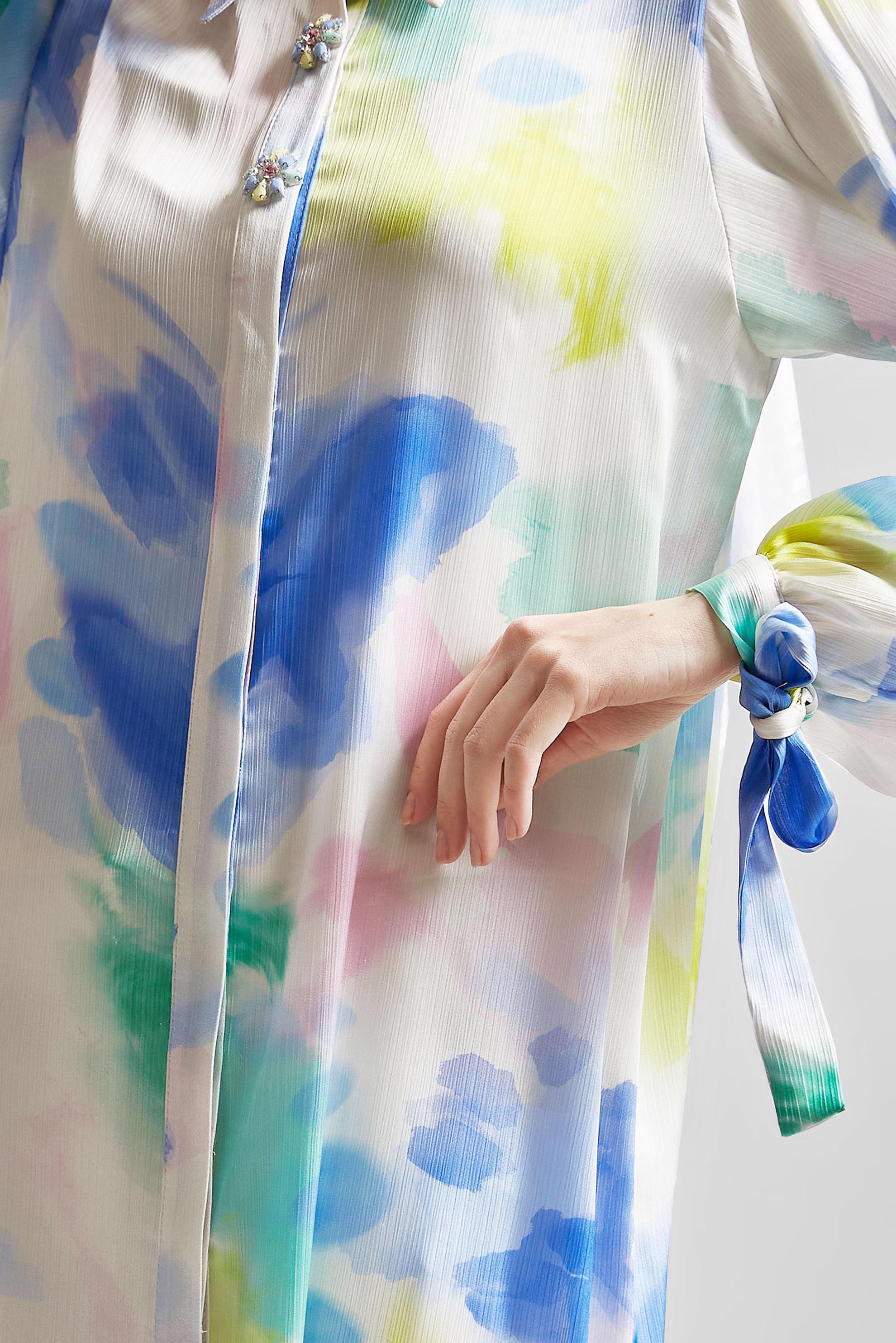 Tesettür giyim LACİVERT DESENLİ PAMUKLU TUNİK 45399