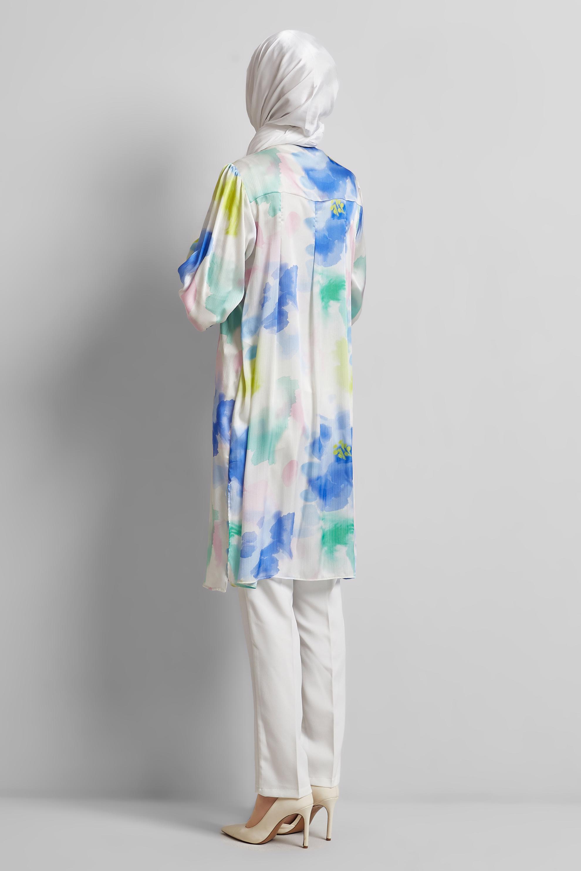 Tesettür giyim LACİVERT DESENLİ PAMUKLU TUNİK 45399