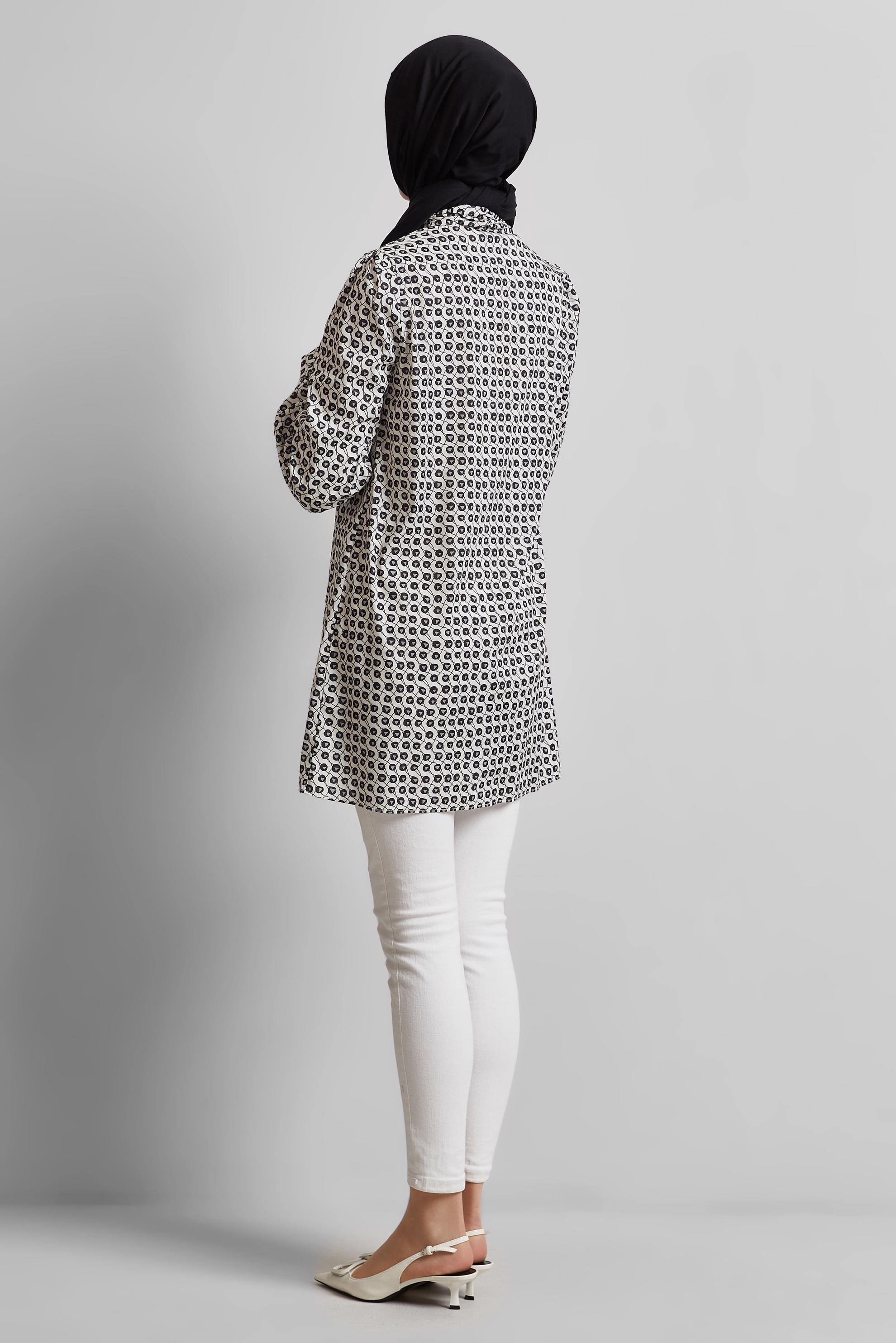 Tesettür giyim SİYAH DESENLİ TUNİK 45400