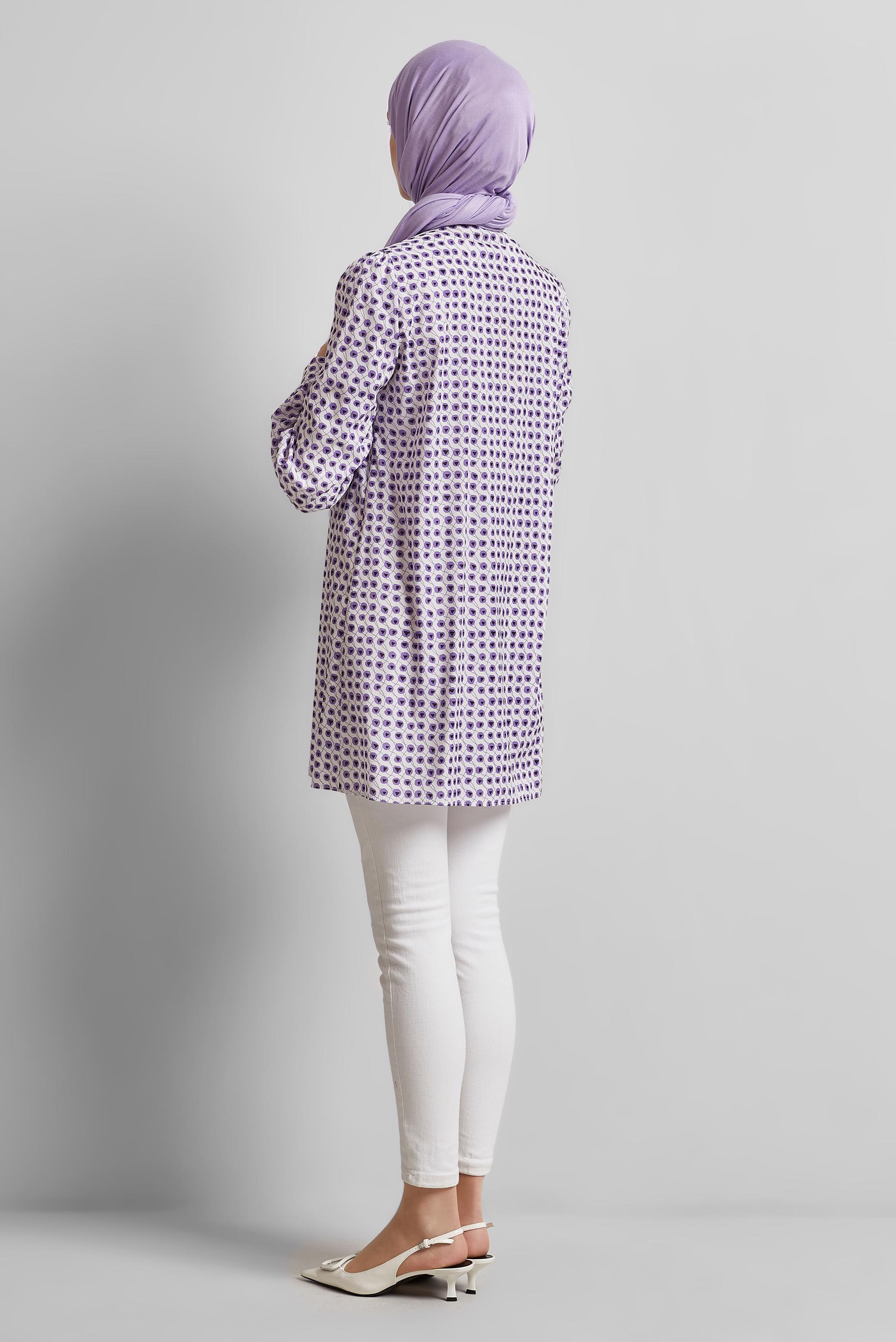 Tesettür giyim MOR DESENLİ TUNİK 45400