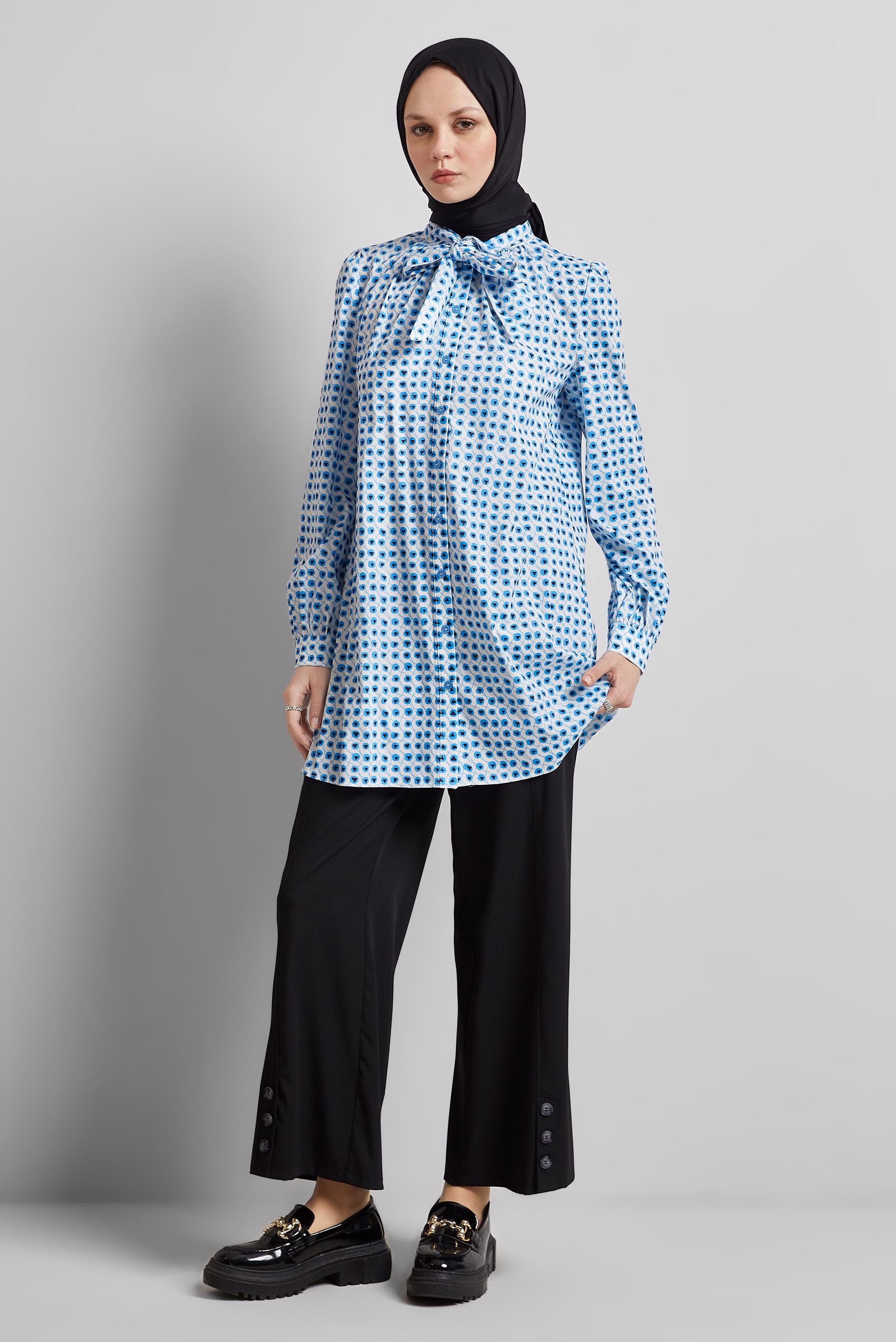 Tesettür giyim MAVİ DESENLİ TUNİK 45400