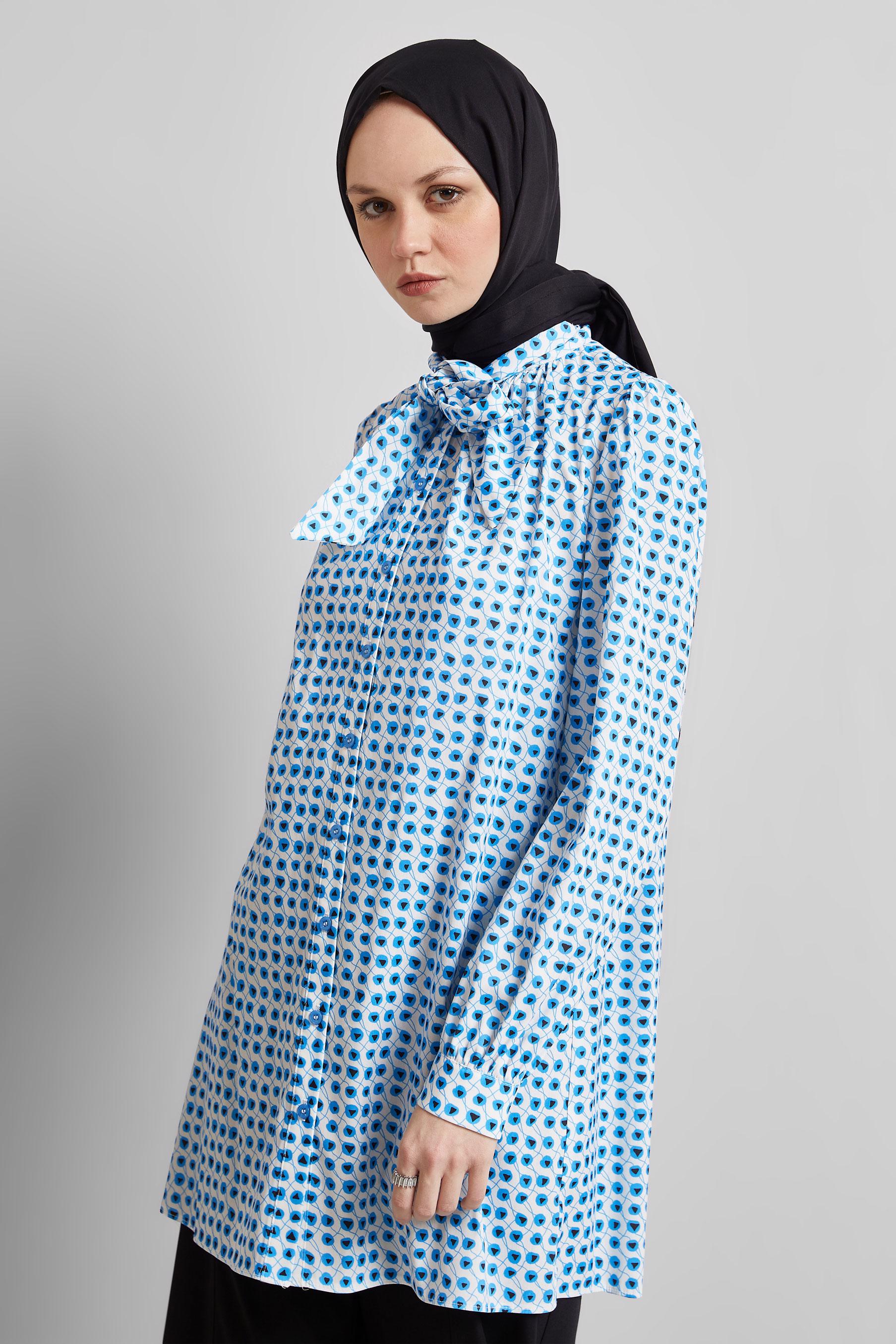 Tesettür giyim MAVİ DESENLİ TUNİK 45400