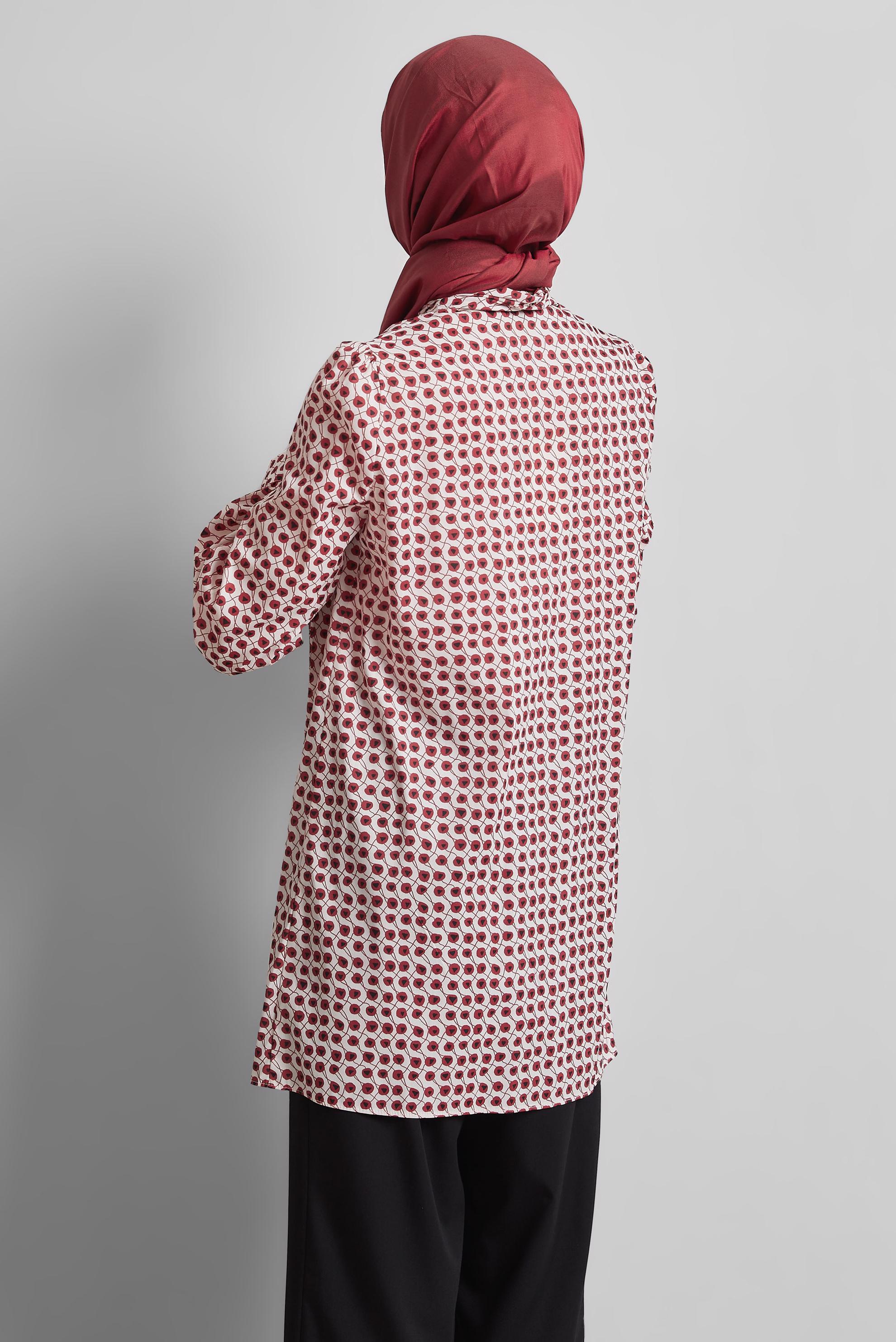 Tesettür giyim BORDO DESENLİ TUNİK 45400