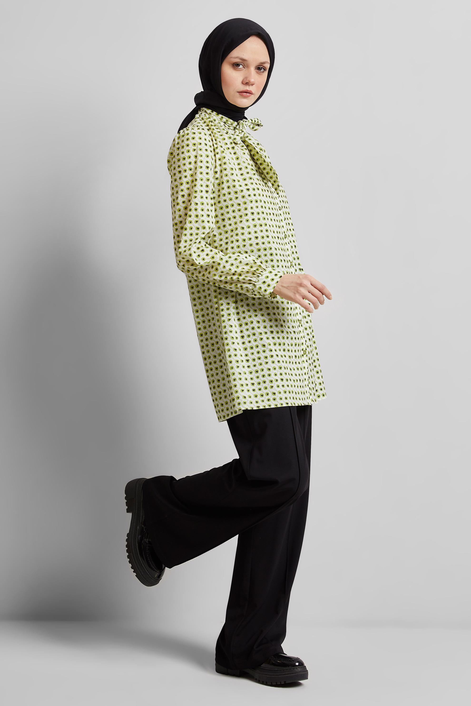 Tesettür giyim YEŞİL DESENLİ TUNİK 45400