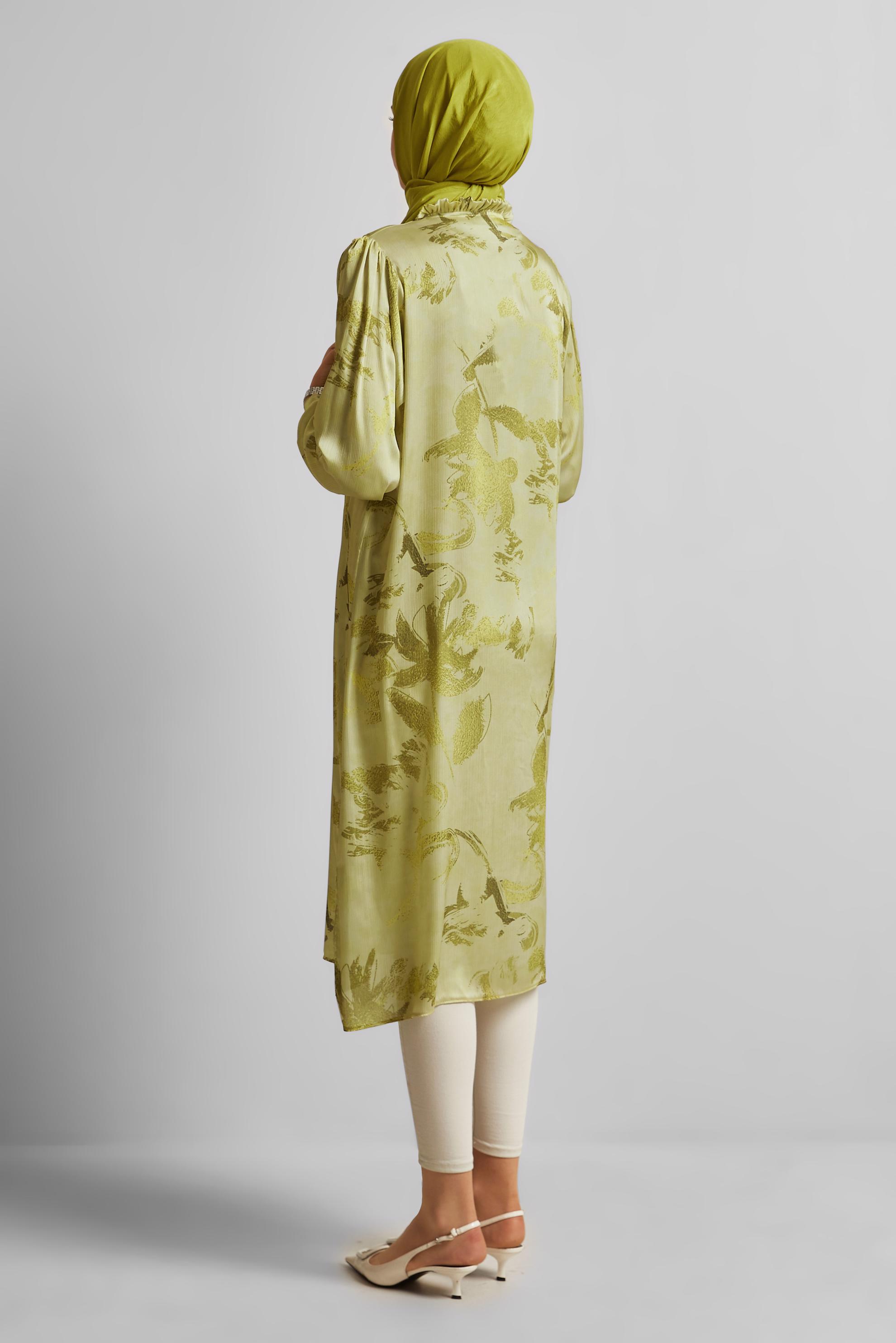 Vêtements hijab VERT TUNIQUE CHEMISE EN SATIN 45403