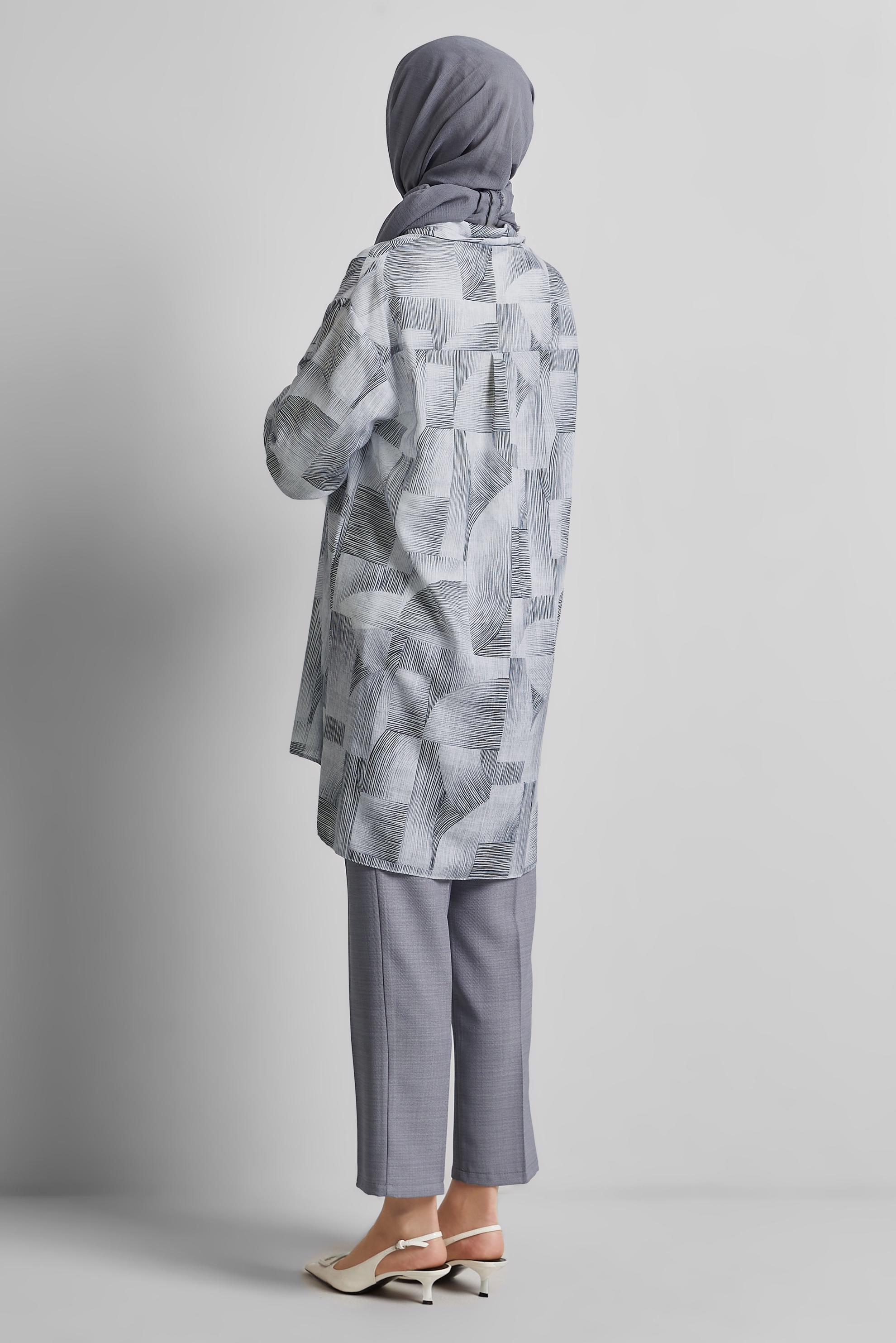 Tesettür giyim SİYAH DESENLİ TUNİK 45405