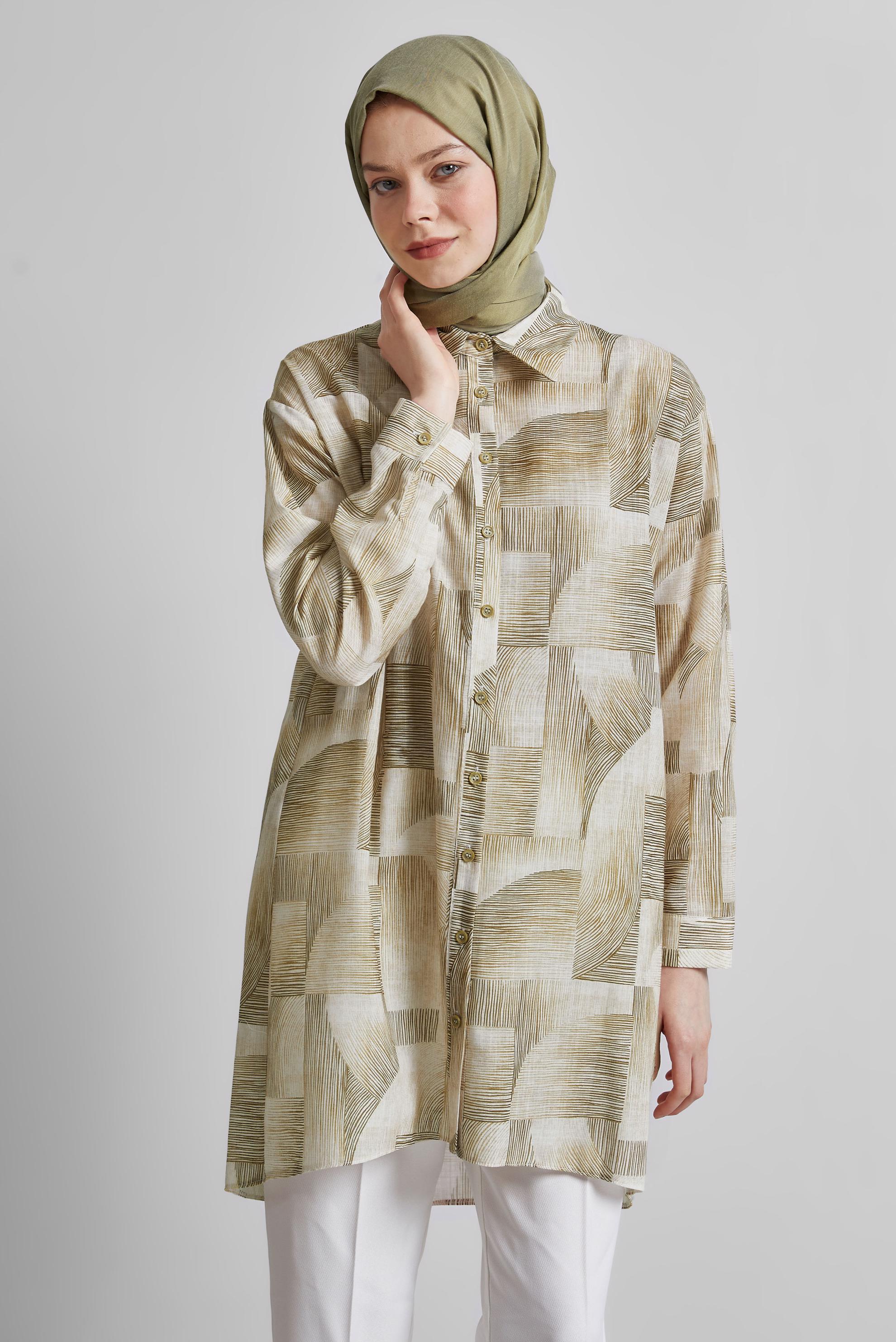 Tesettür giyim BAKIR / BRONZ DESENLİ TUNİK 45405