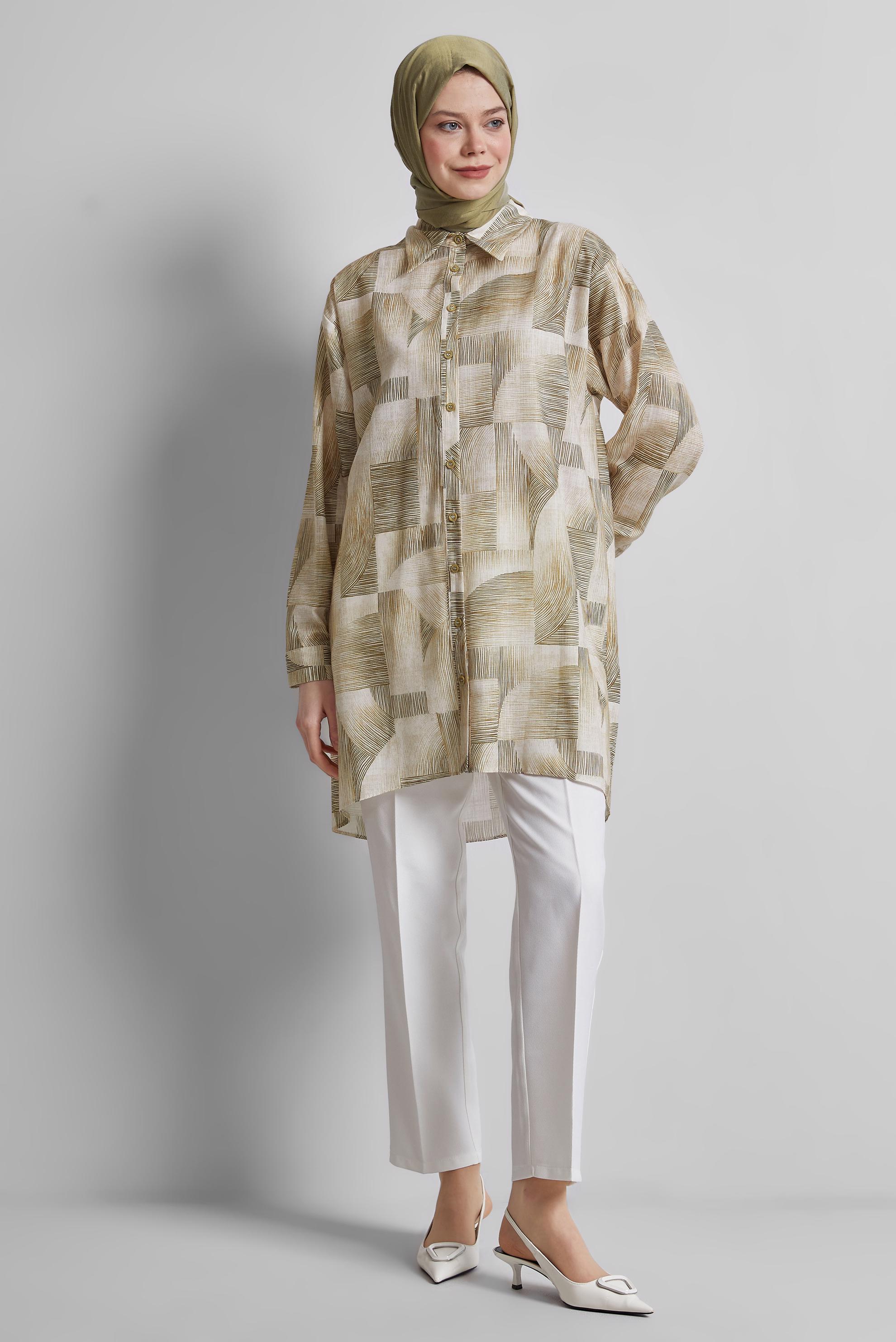 Tesettür giyim BAKIR / BRONZ DESENLİ TUNİK 45405