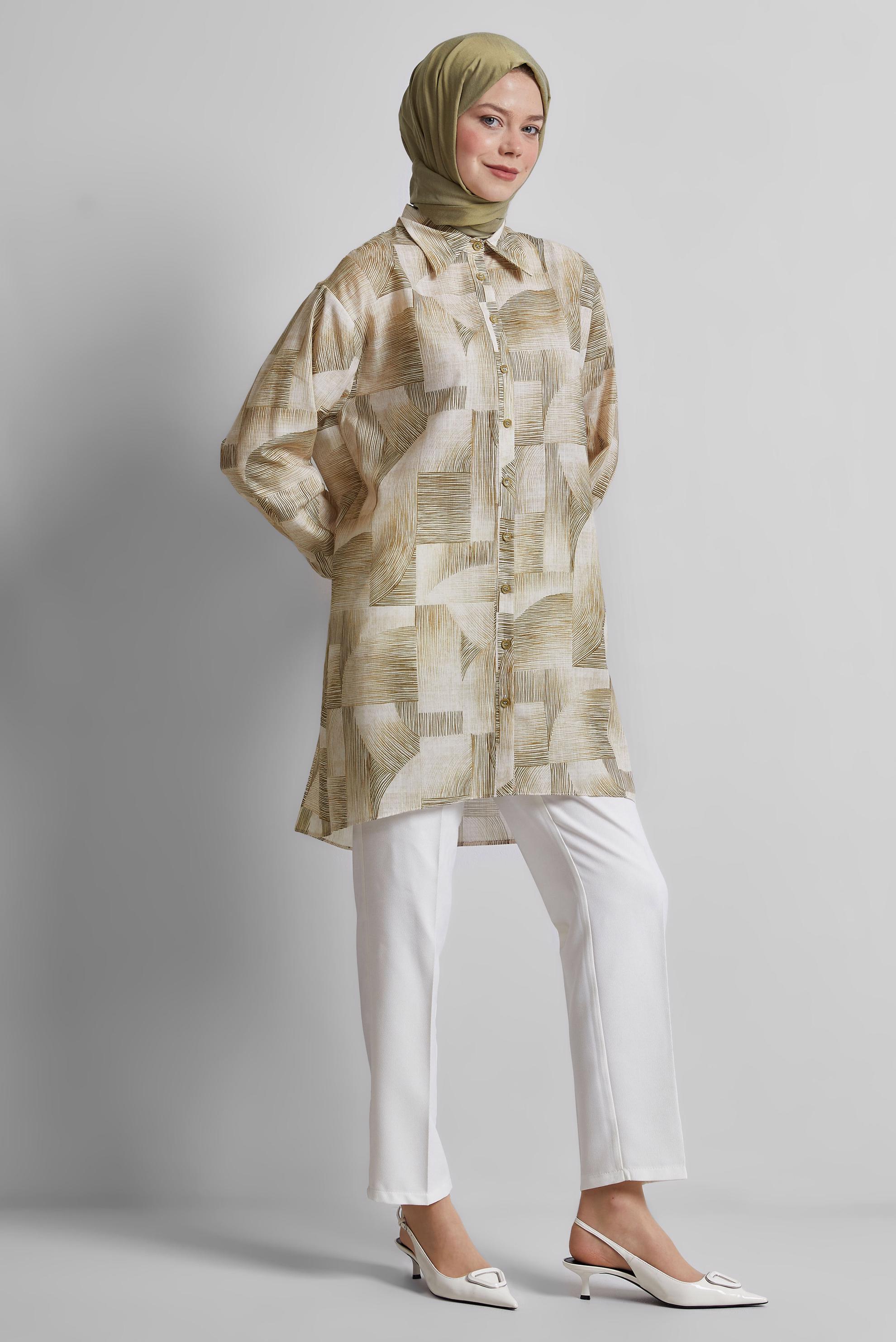 Tesettür giyim BAKIR / BRONZ DESENLİ TUNİK 45405